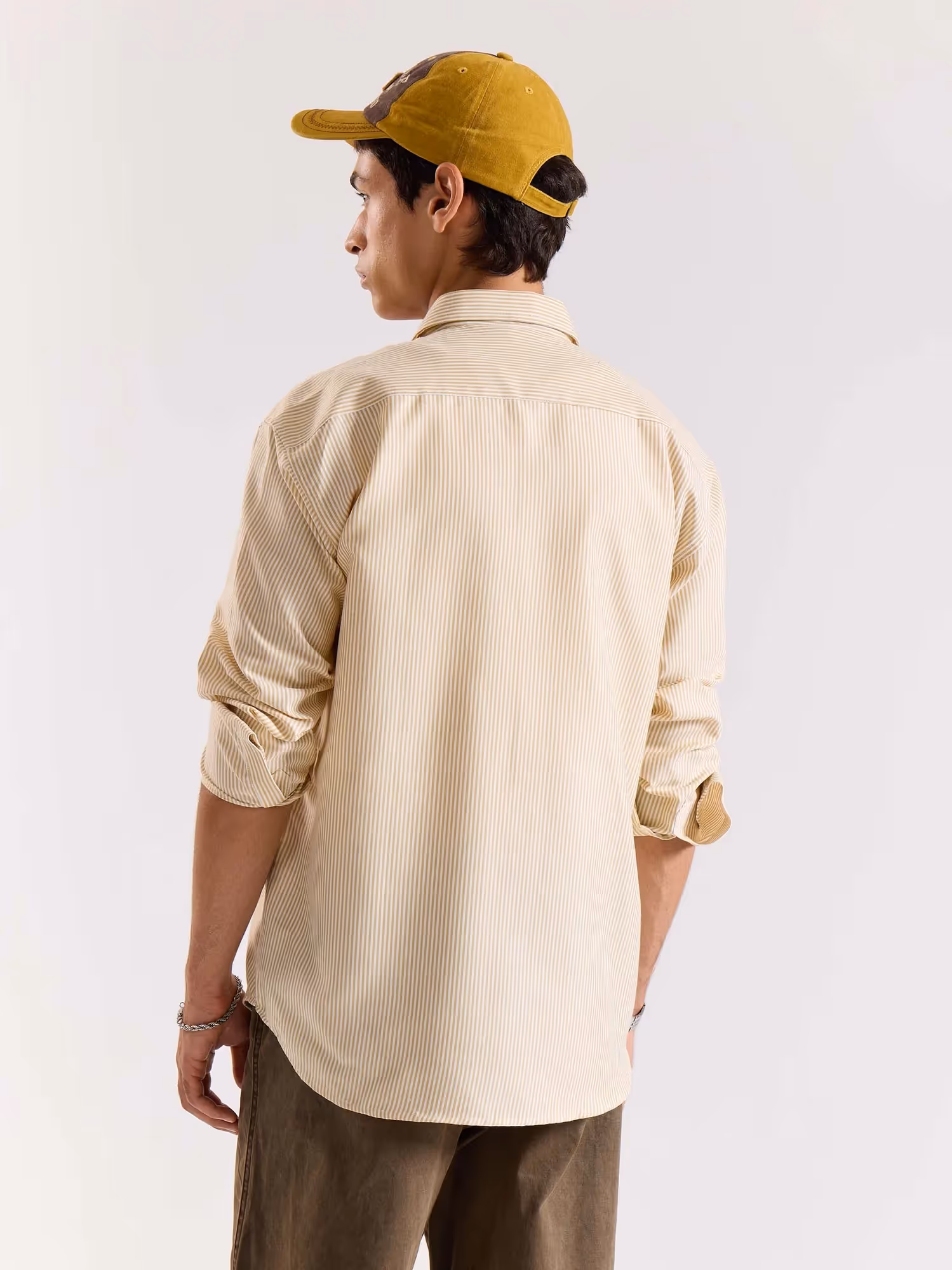 Relaxed Fit Mustard Striped Shirt image 7
