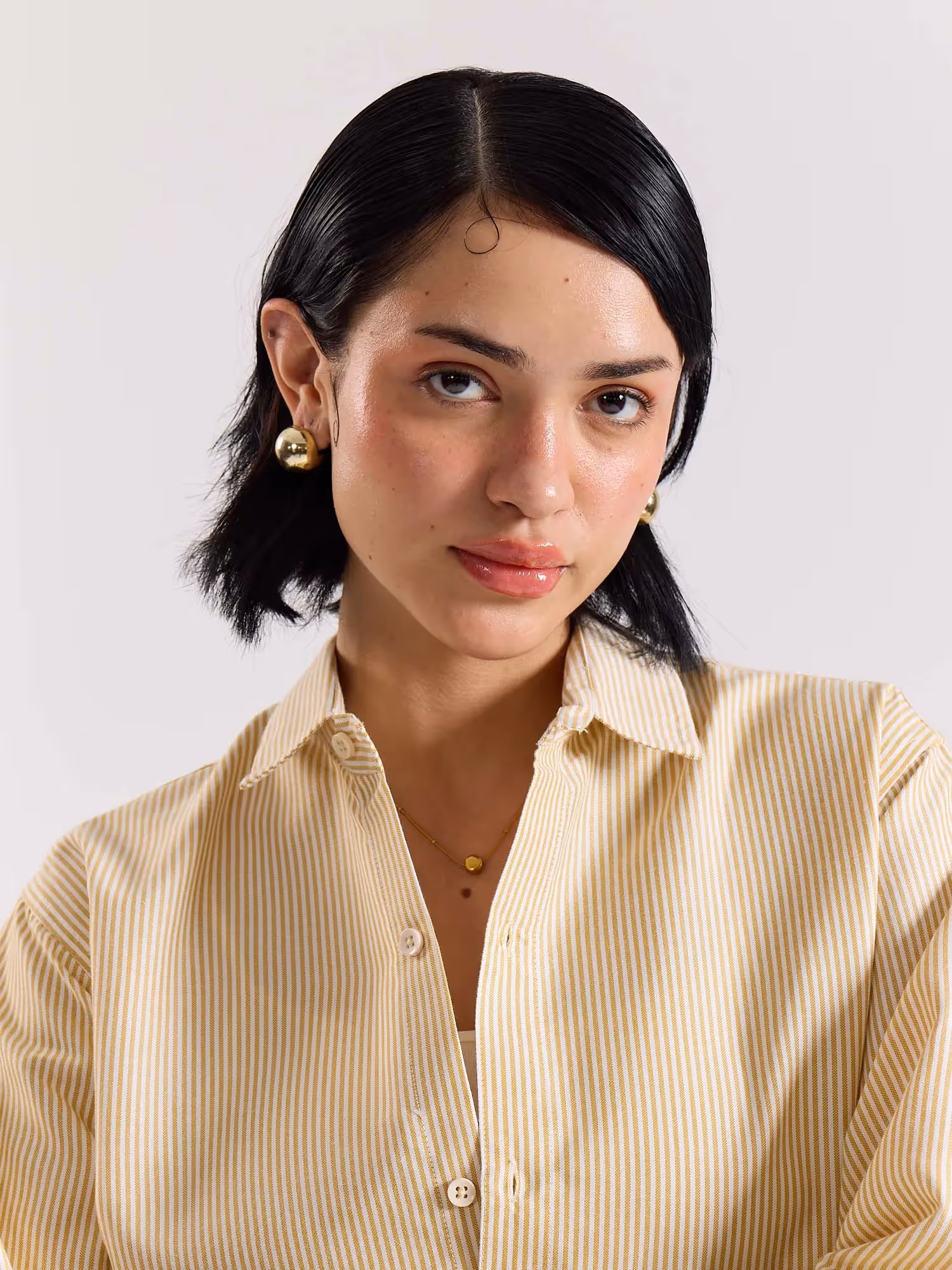 Relaxed Fit Mustard Striped Shirt image 8