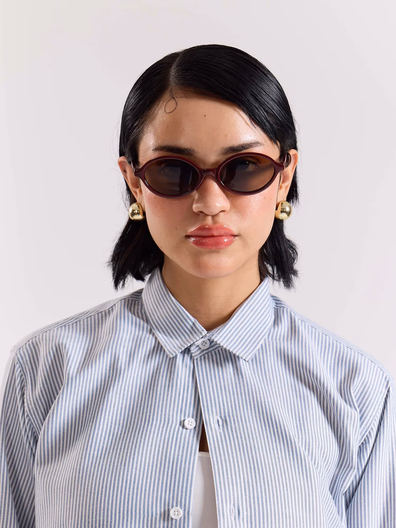 Relaxed Fit Navy Blue Striped Shirt image 8