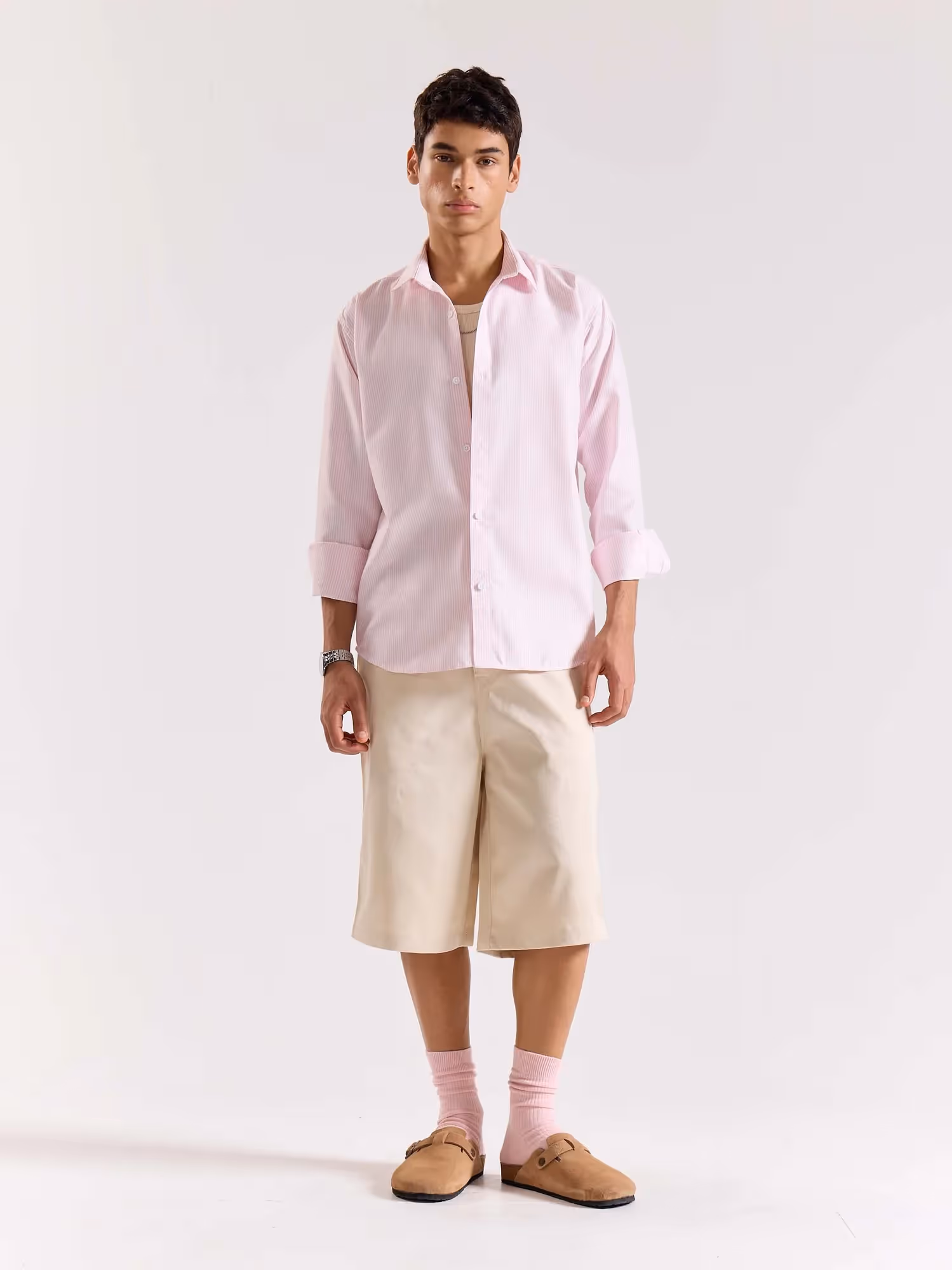 Relaxed Fit Pink Striped Shirt  image 1