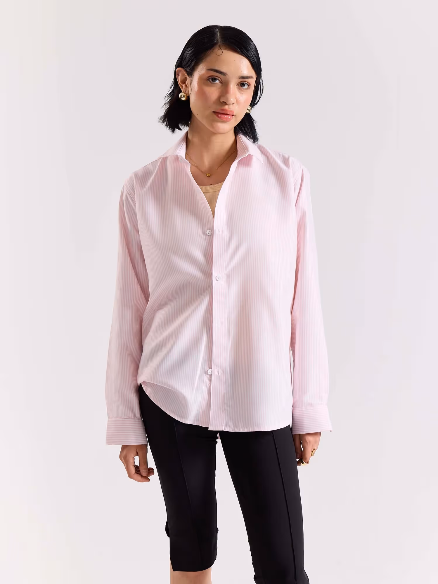 Relaxed Fit Pink Striped Shirt image 5