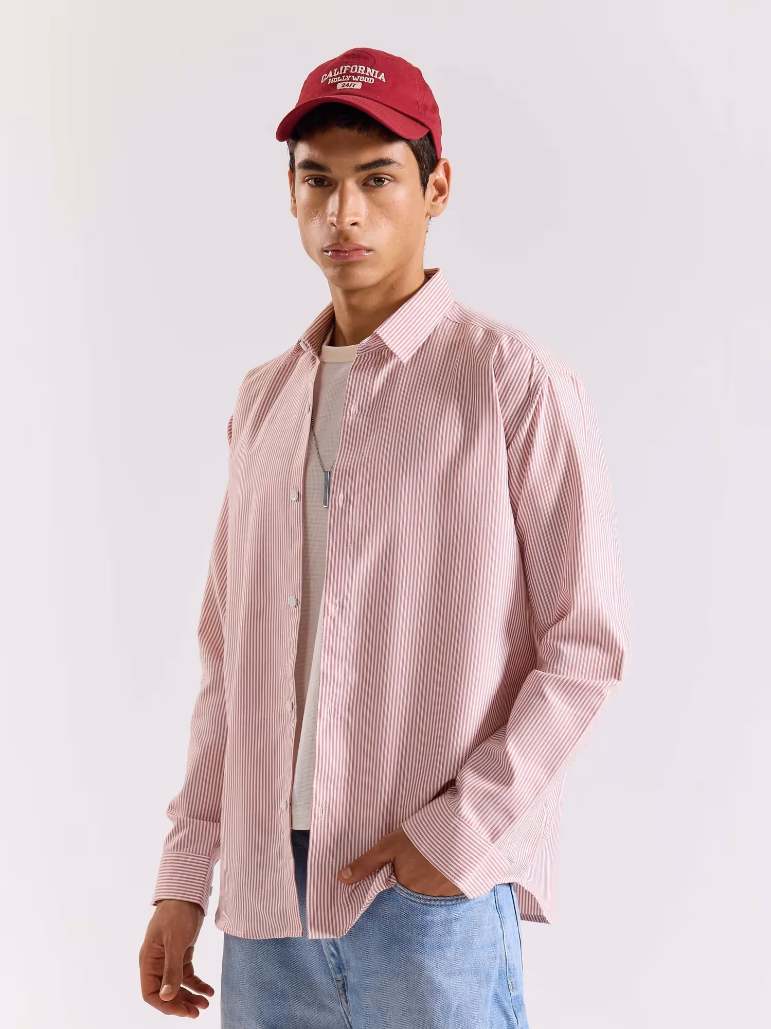 Relaxed Fit Red Striped Shirt  image 6