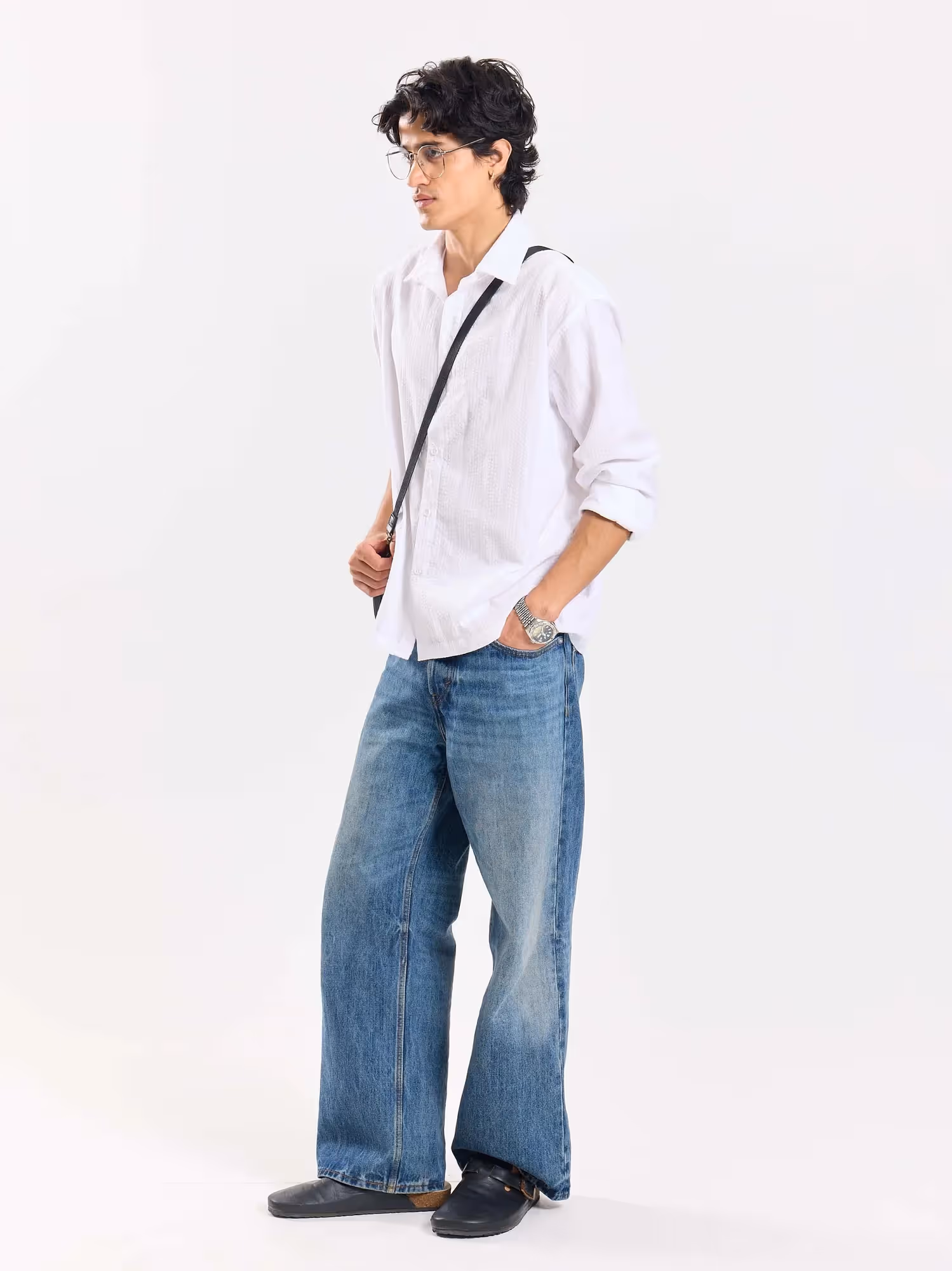 Relaxed Fit White Textured Shirt image 4