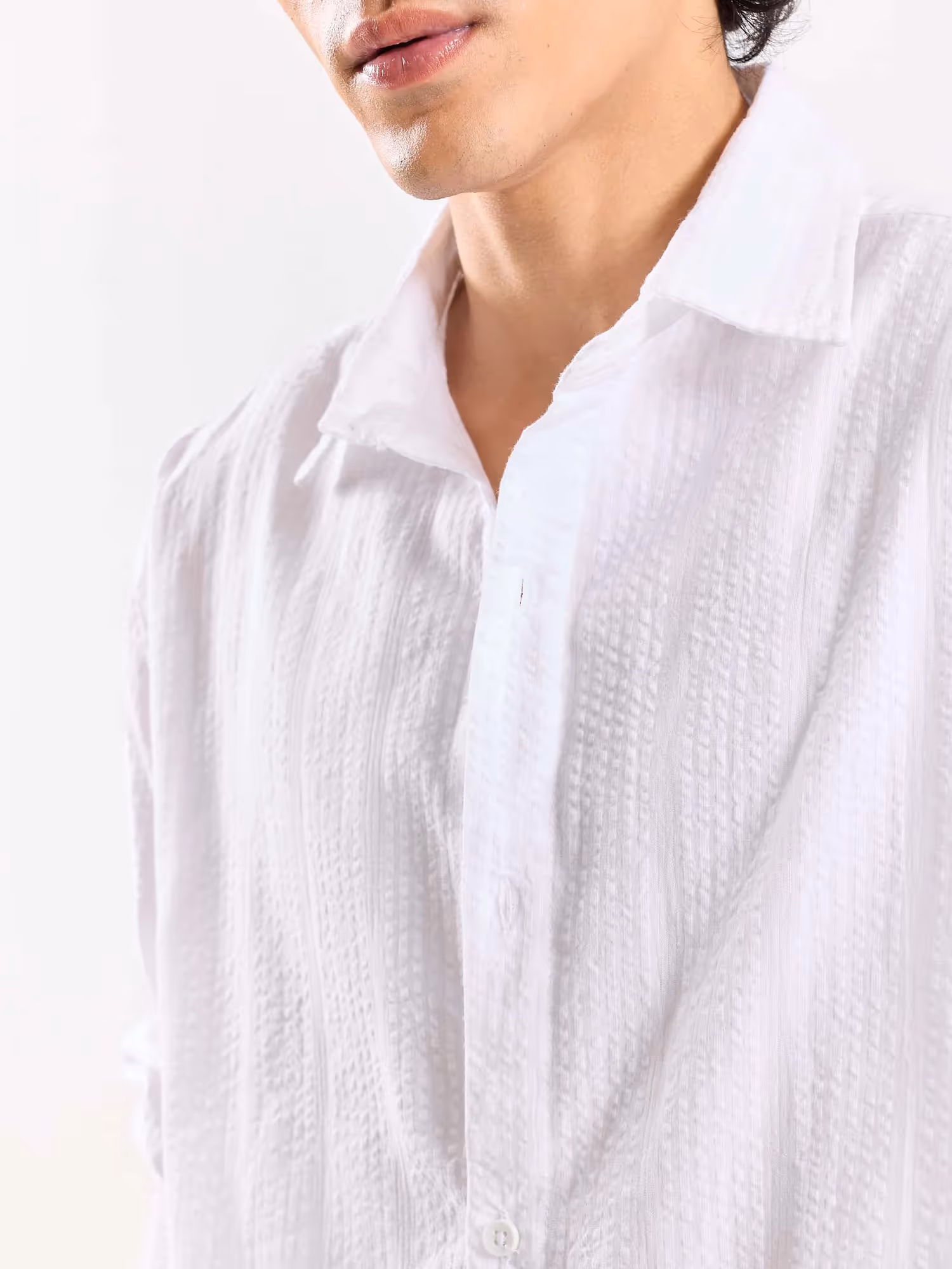 Relaxed Fit White Textured Shirt image 6