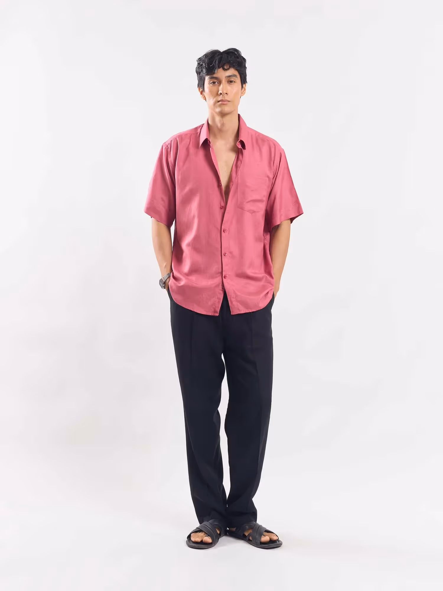 Rose Pink Half Sleeve Linen Shirt image 2