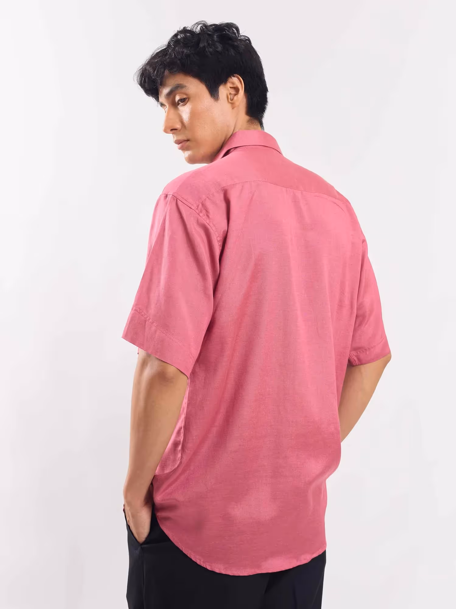 Rose Pink Half Sleeve Linen Shirt image 6