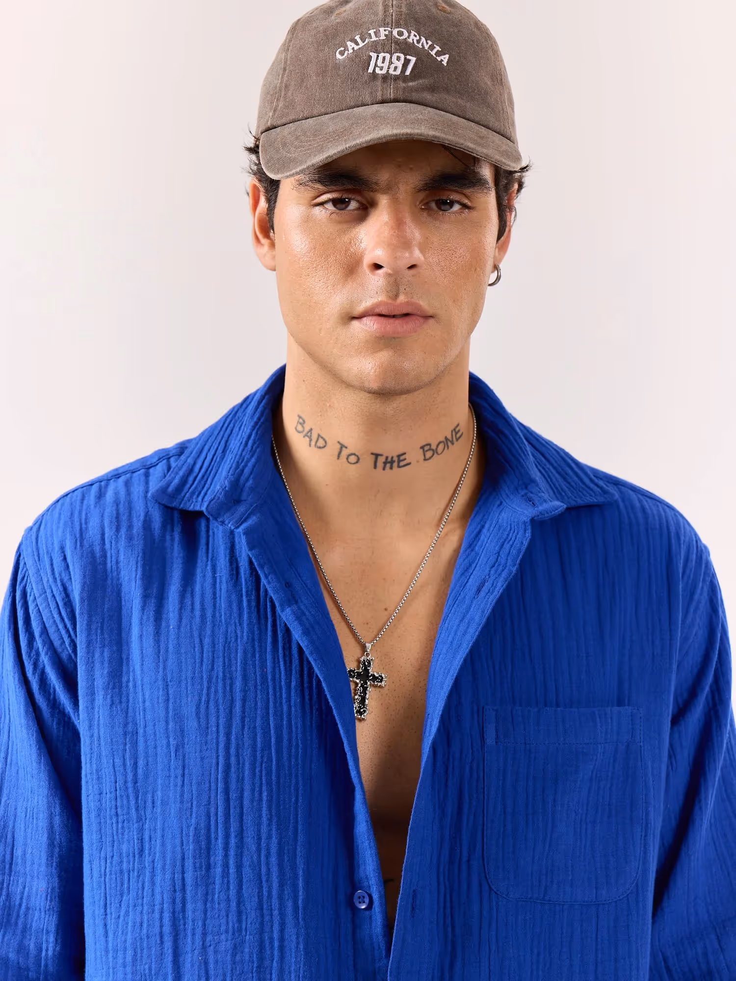 Royal Blue Gauze Holiday Shirt image 4