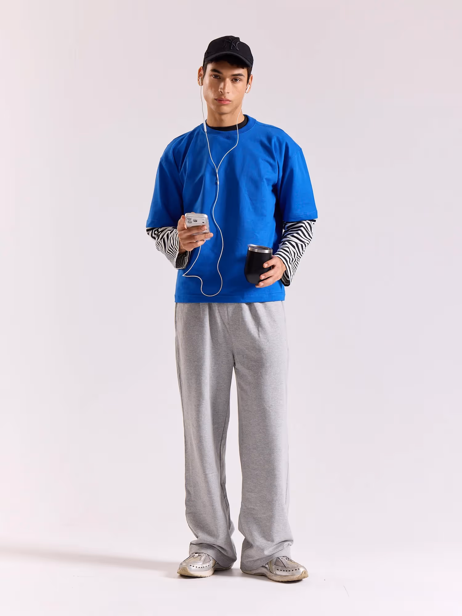 Royal Blue Loose Fit Cropped T-Shirt image 1