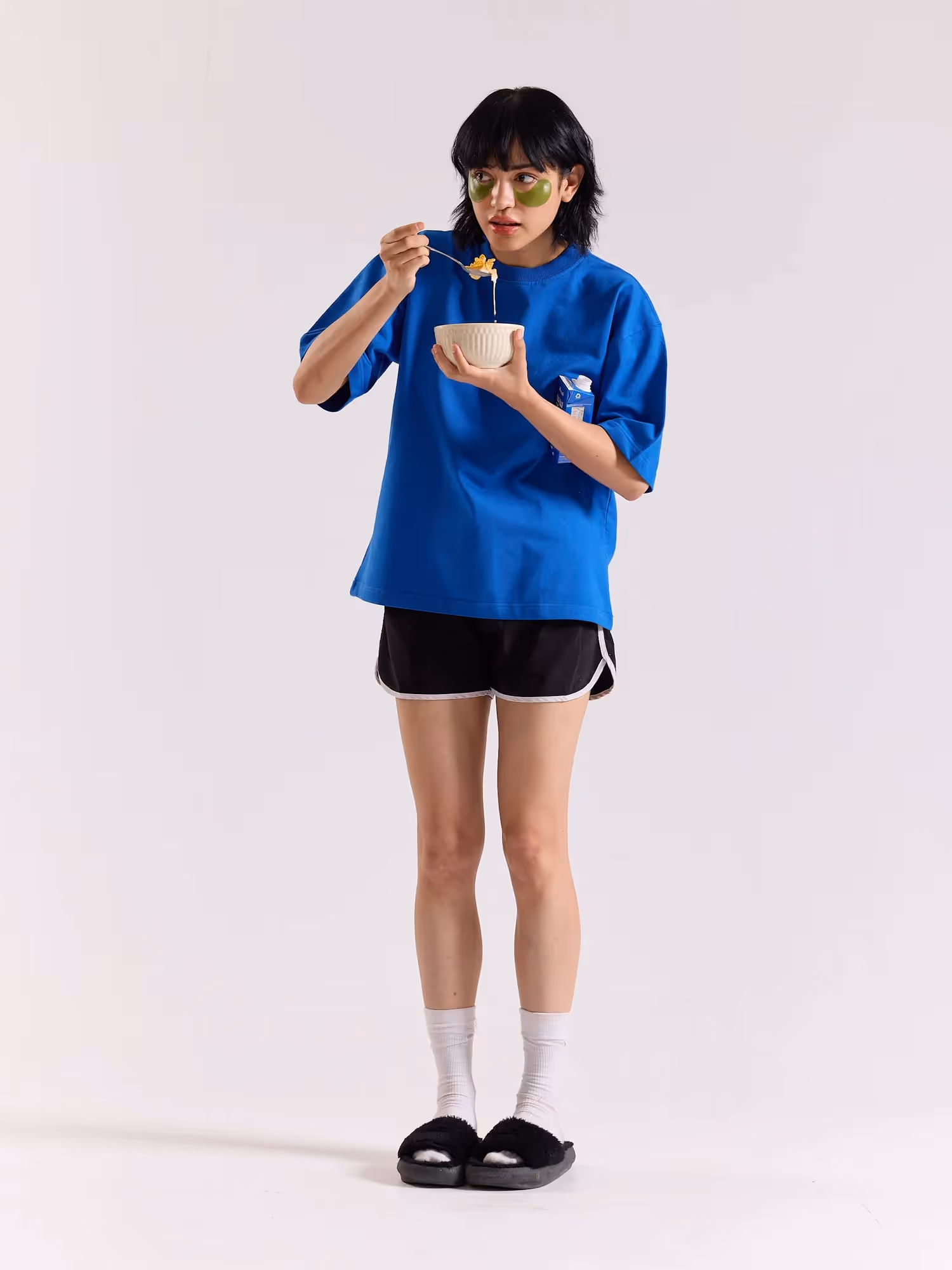 Royal Blue Loose Fit Cropped T-Shirt image 2