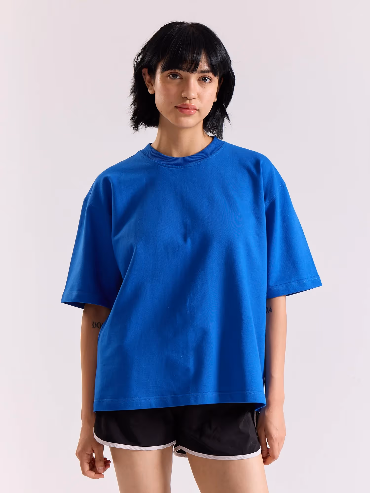 Royal Blue Loose Fit Cropped T-Shirt image 4