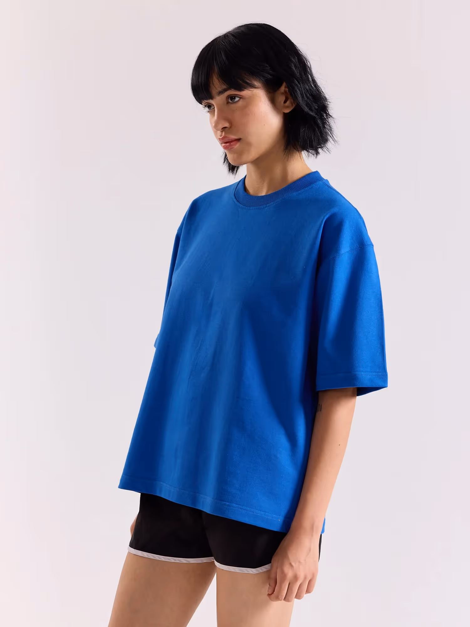 Royal Blue Loose Fit Cropped T-Shirt image 6