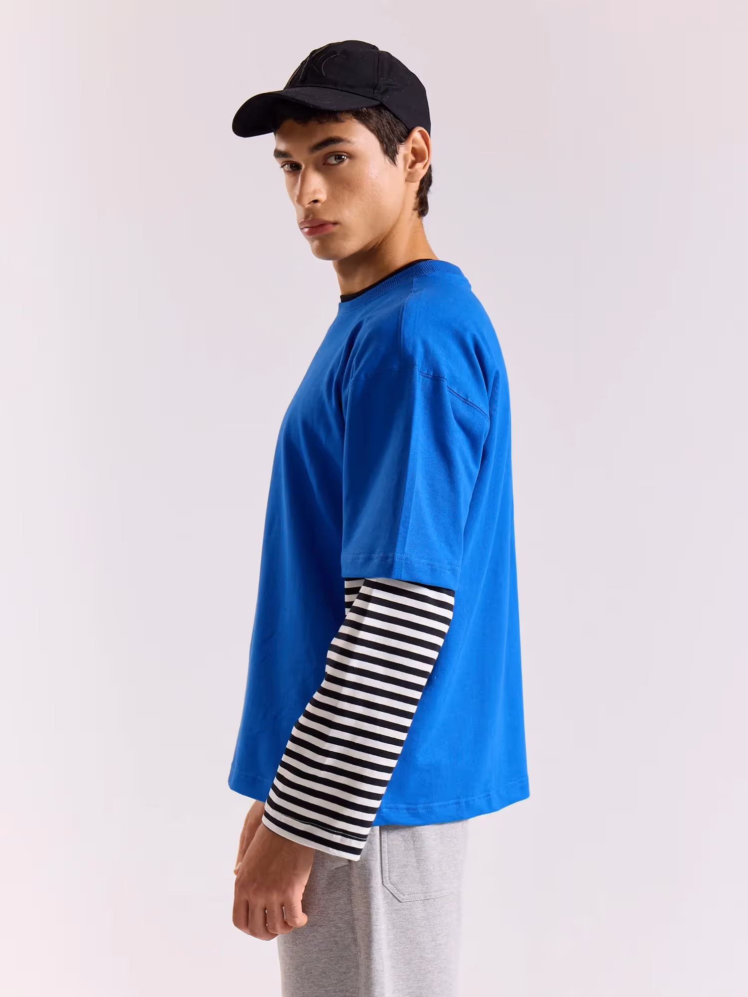 Royal Blue Loose Fit Cropped T-Shirt image 7