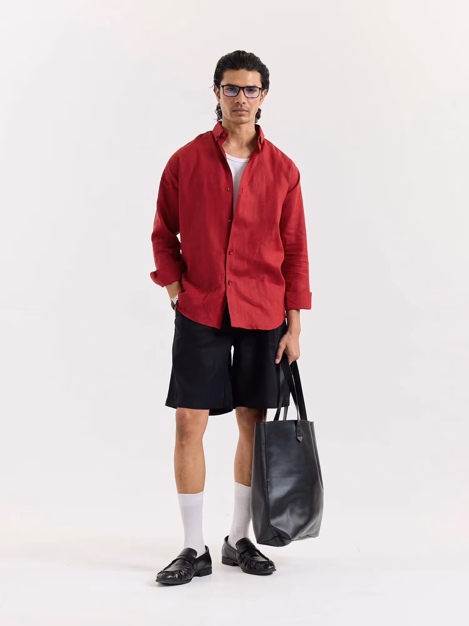 Ruby Red Striped Irish Linen Shirt  image 1