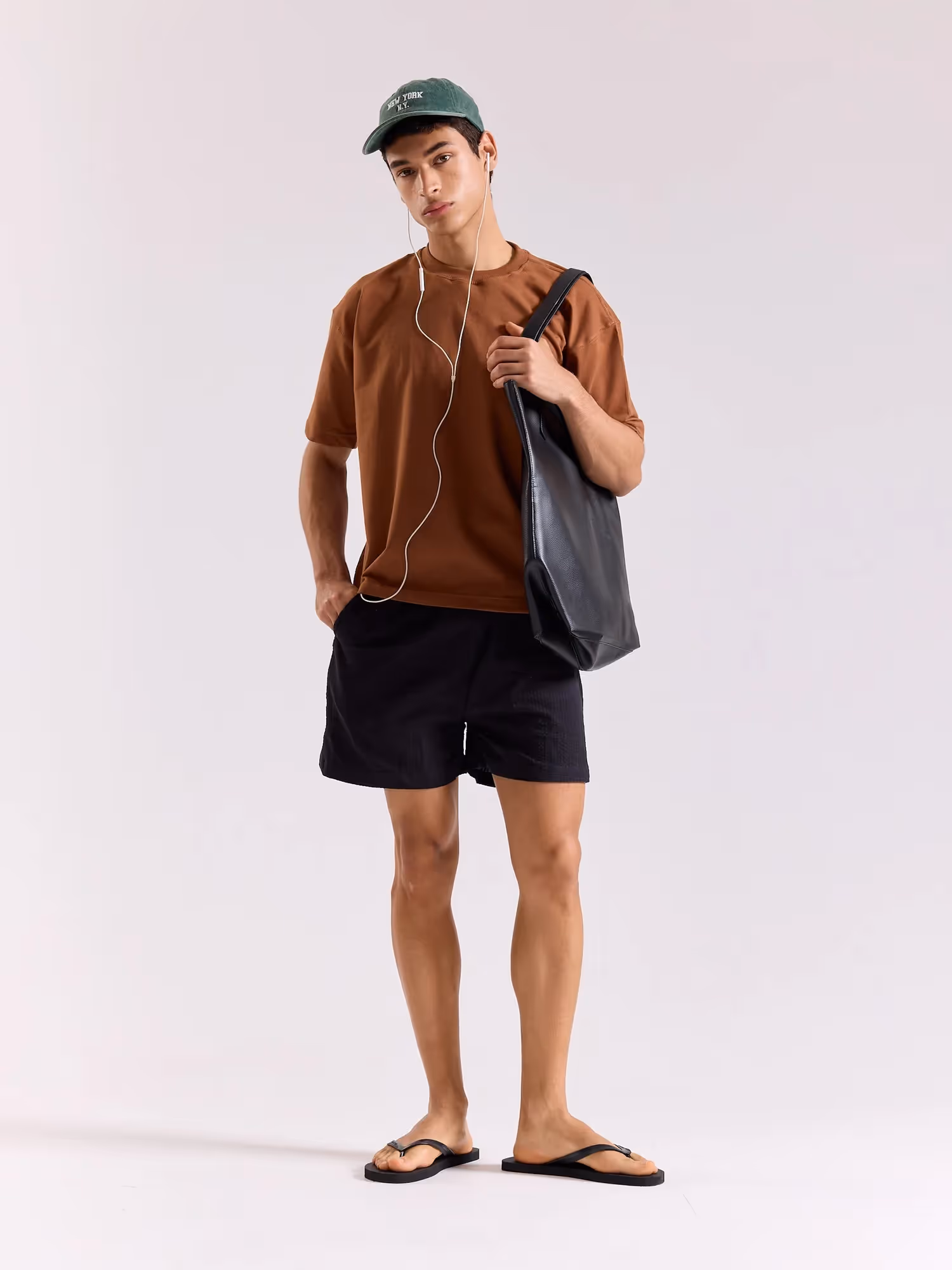 Russet Brown Loose Fit Cropped T-Shirt image 1