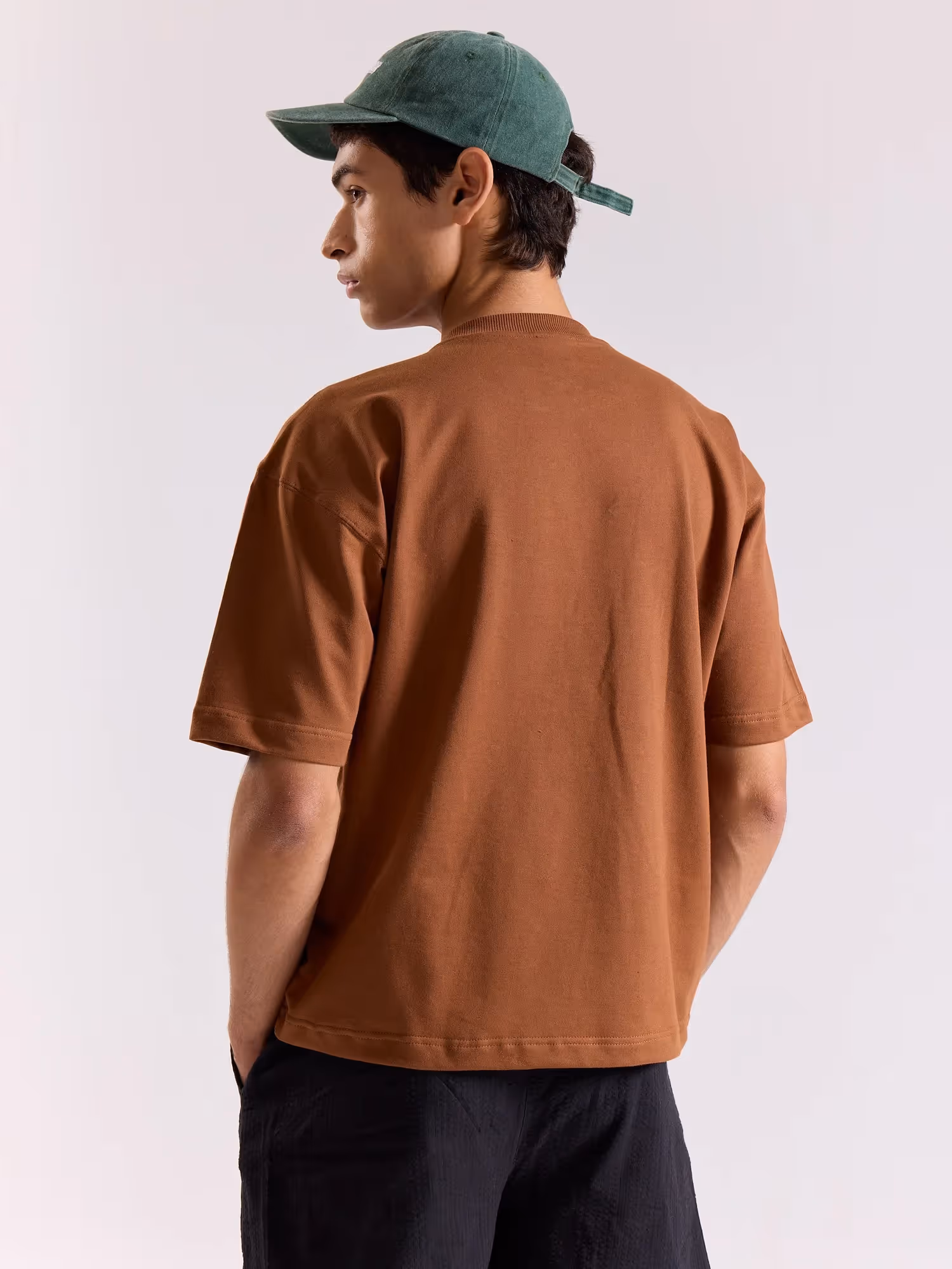 Russet Brown Loose Fit Cropped T-Shirt image 8