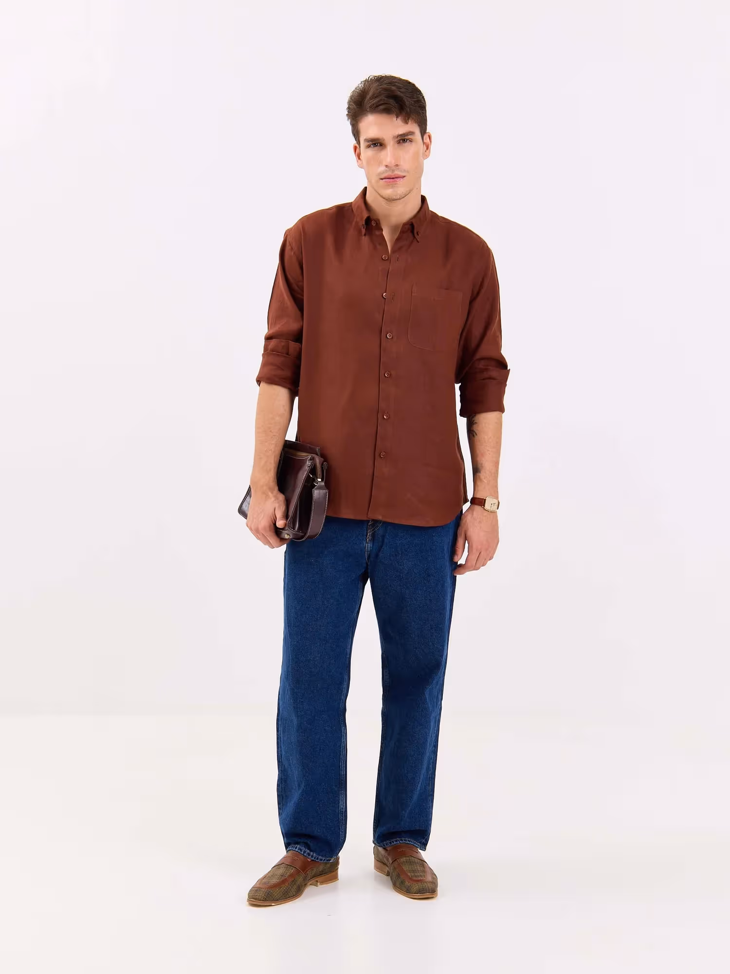 Rust Brown Irish Linen Shirt image 1