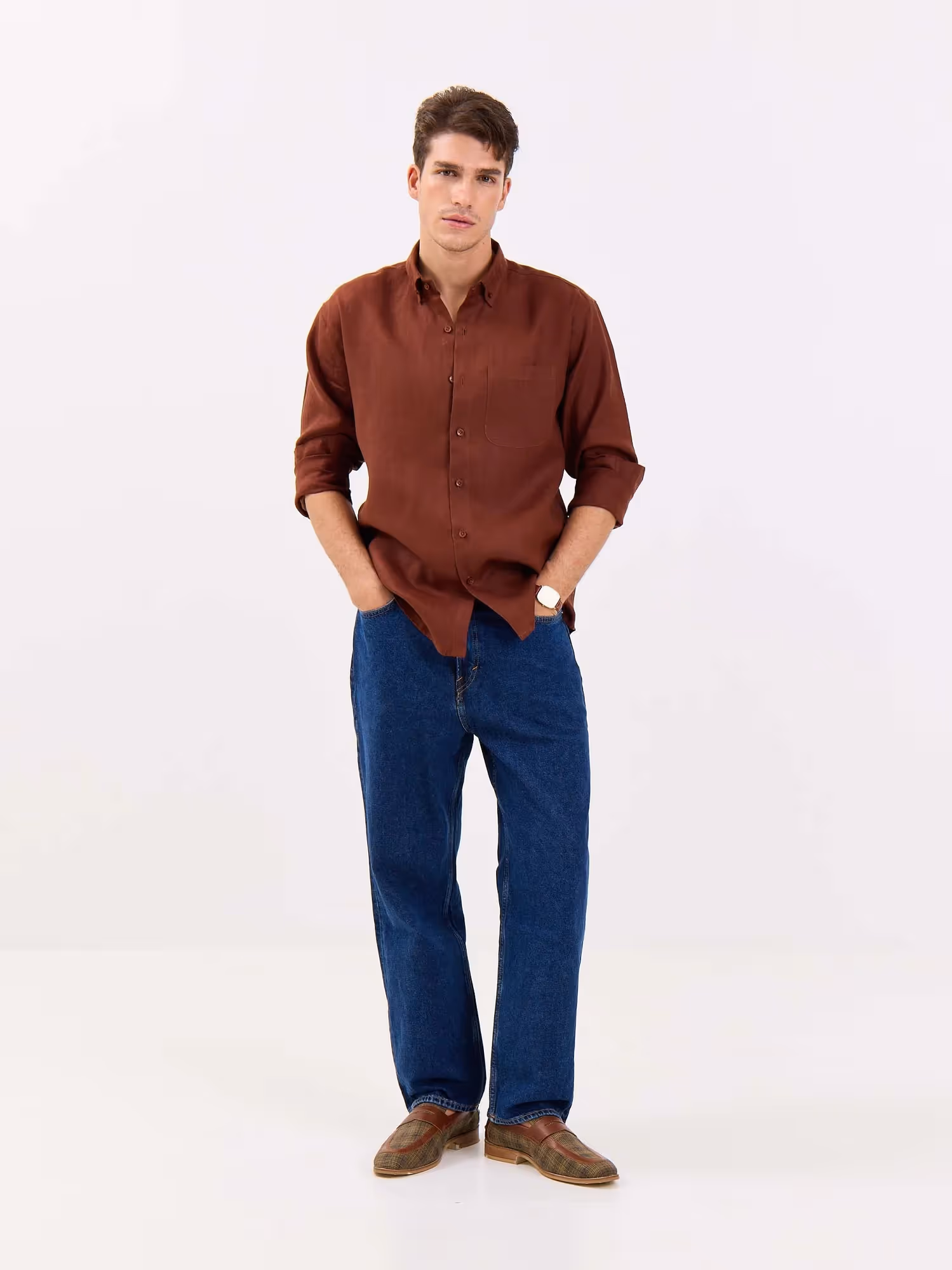 Rust Brown Irish Linen Shirt  image 4