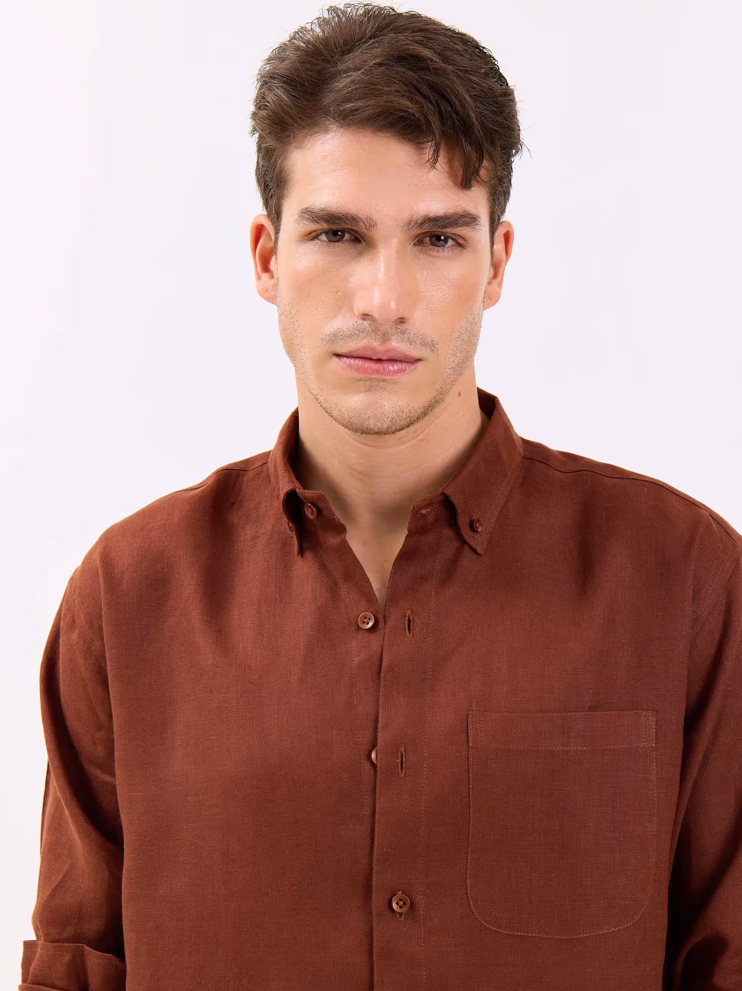 Rust Brown Irish Linen Shirt  image 5