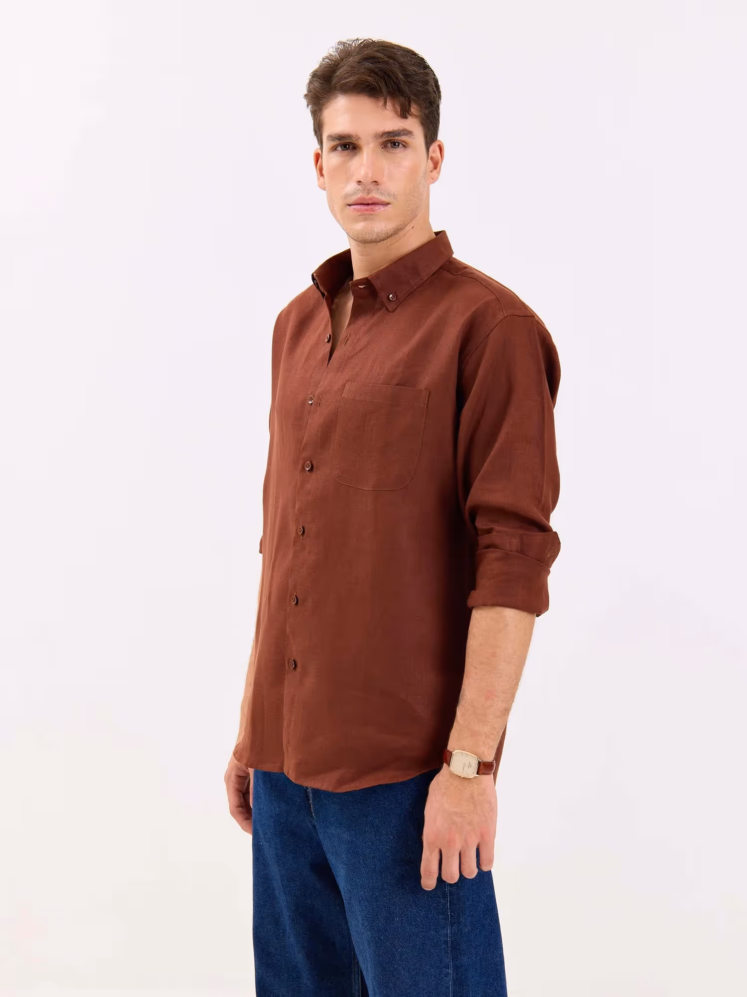 Rust Brown Irish Linen Shirt  image 6