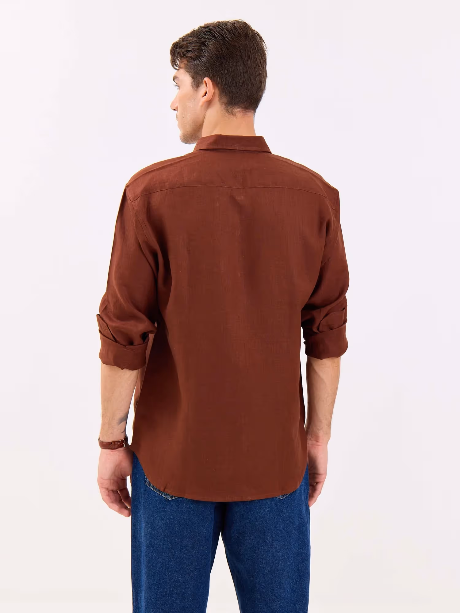 Rust Brown Irish Linen Shirt  image 7