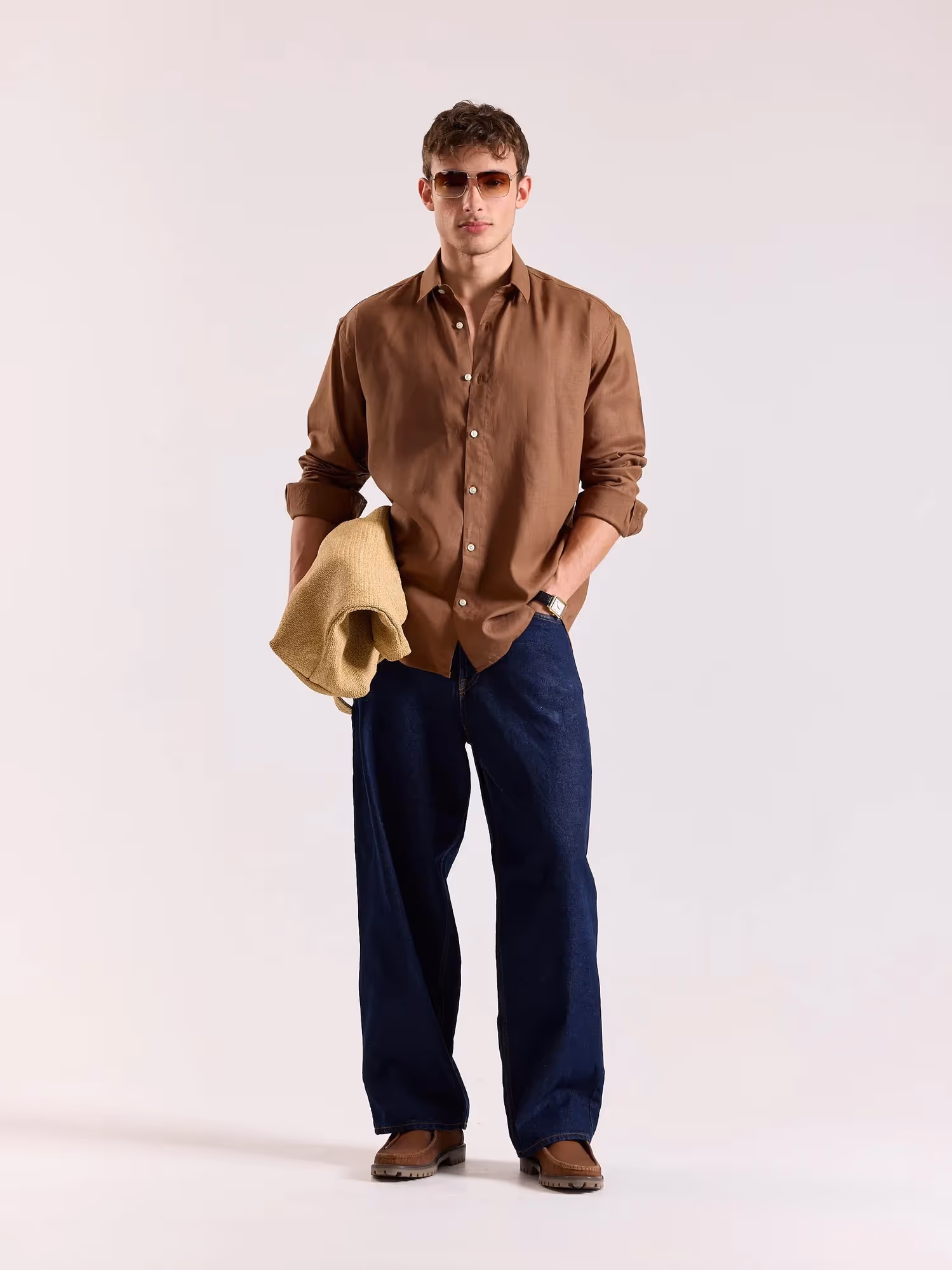 Rust Brown Linen-blend Shirt image 1