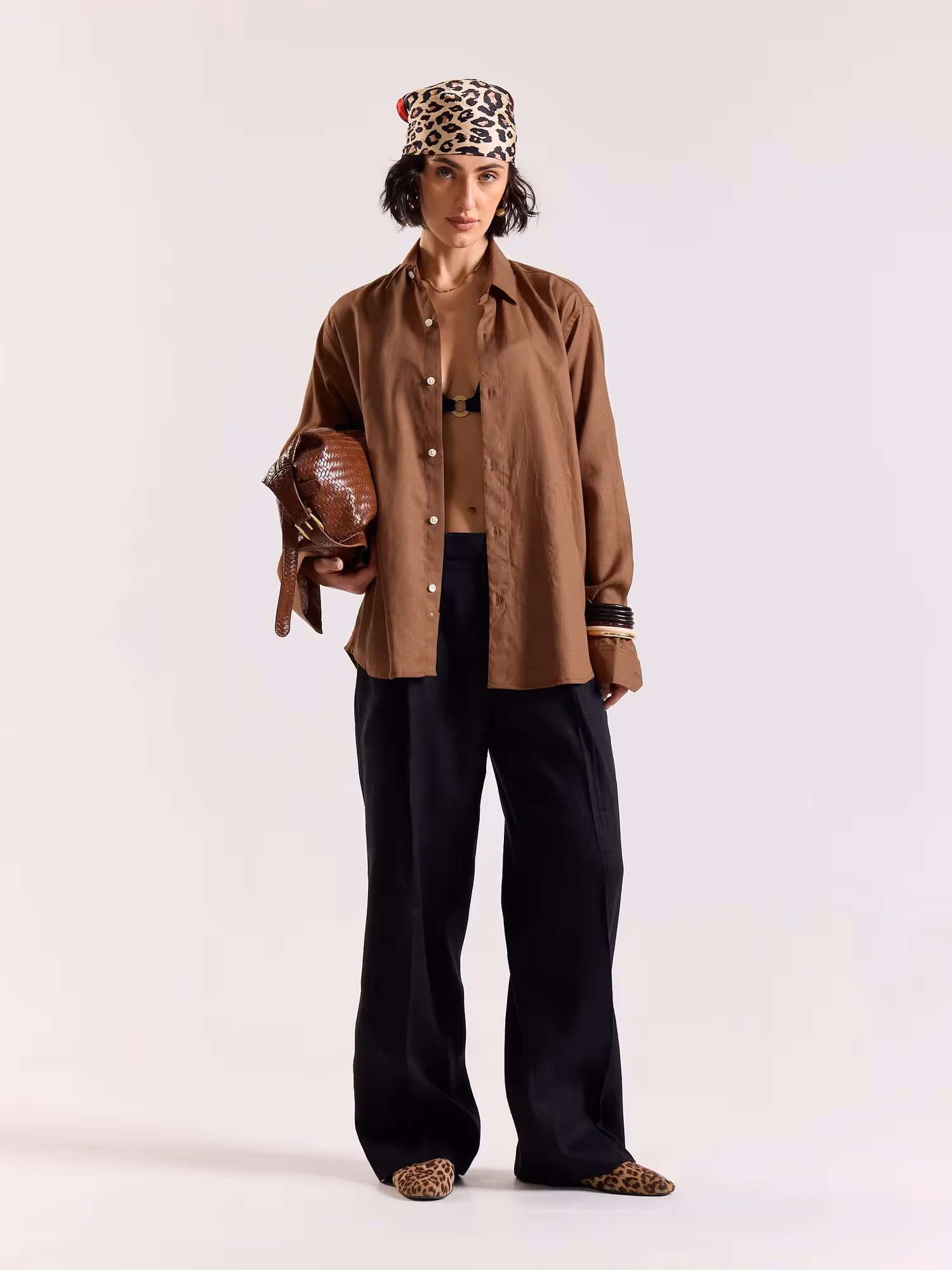 Rust Brown Linen-blend Shirt image 2