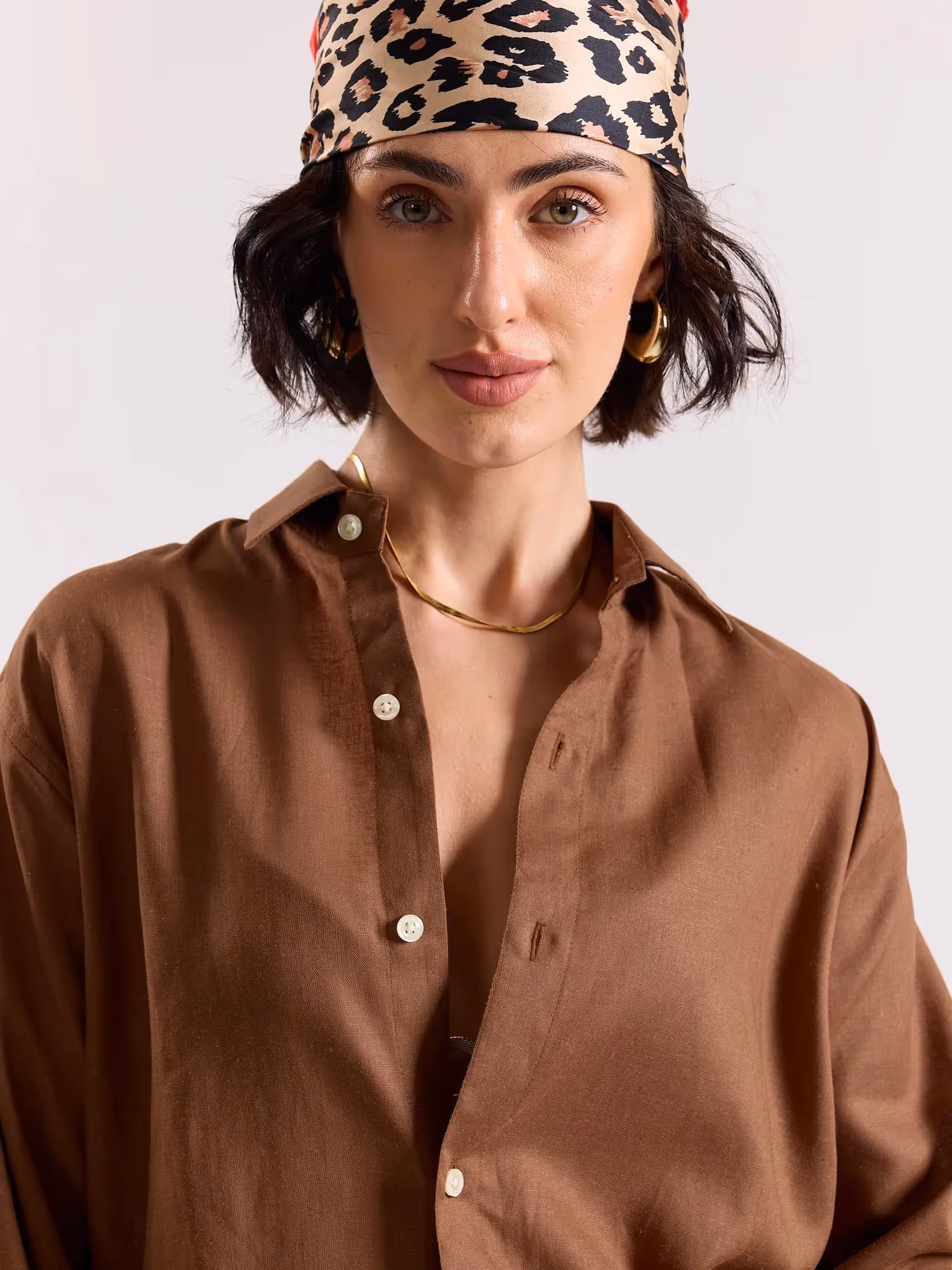 Rust Brown Linen-blend Shirt image 6