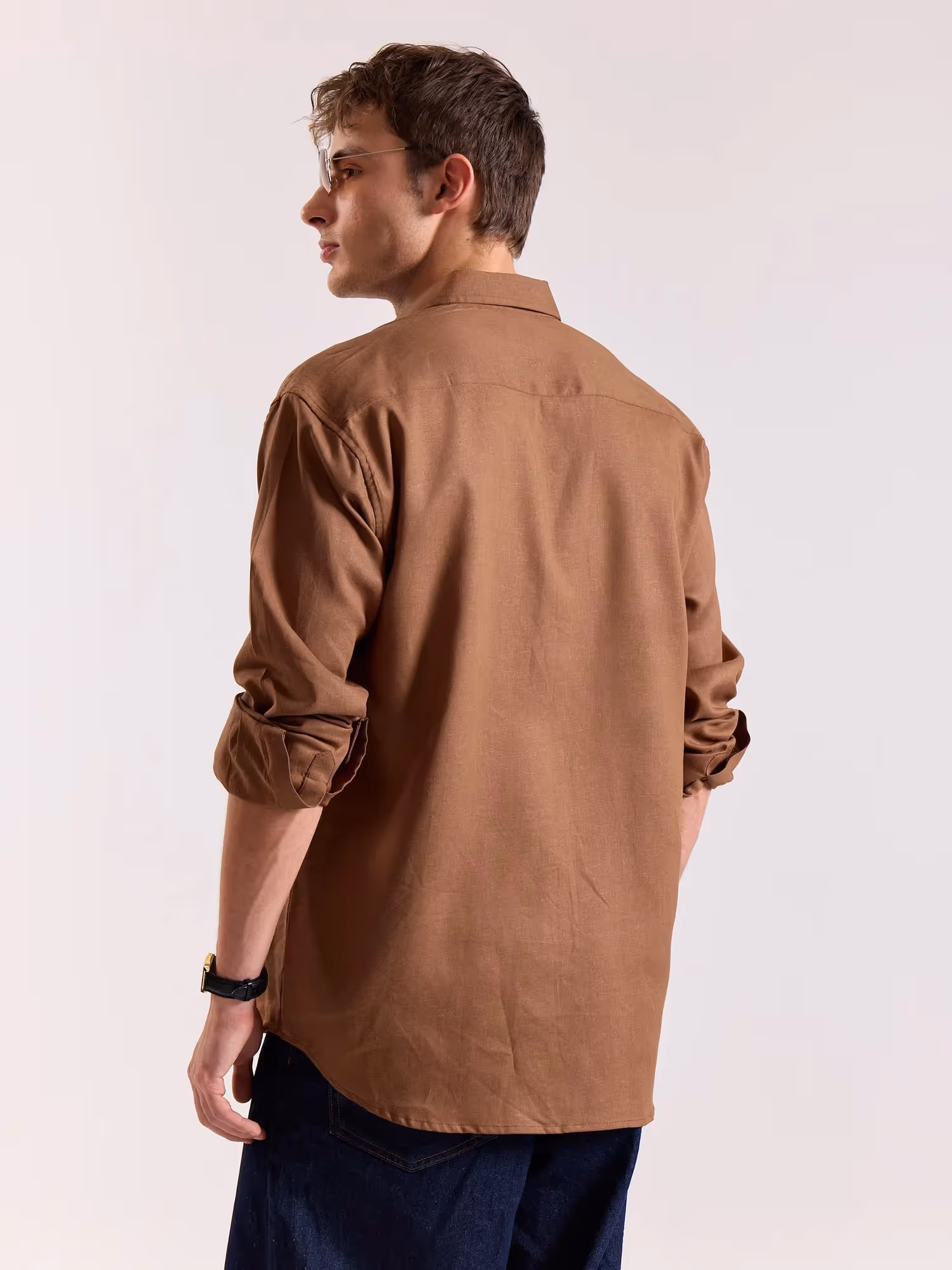 Rust Brown Linen-blend Shirt image 8