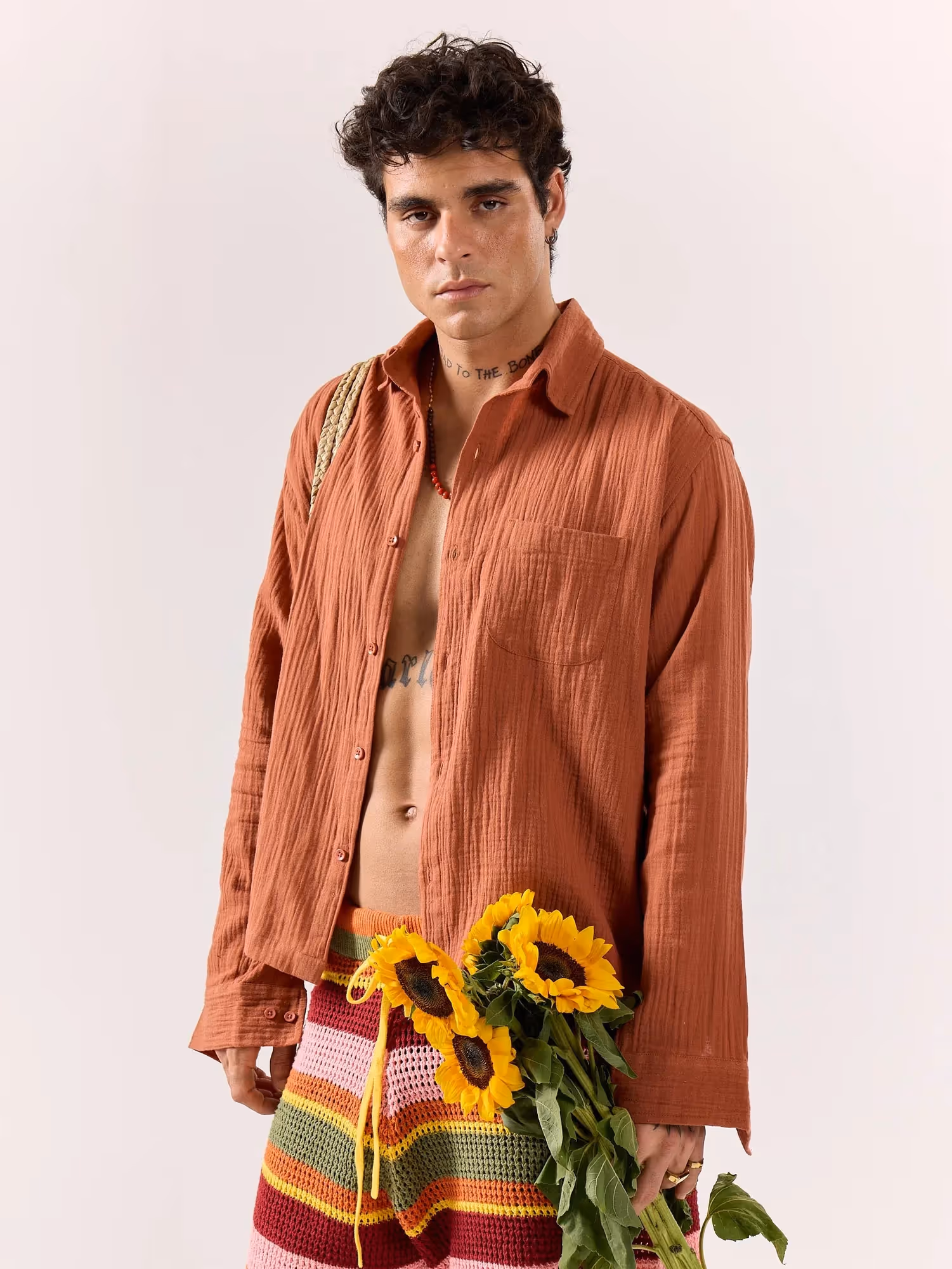 Rust Gauze Holiday Shirt  image 2