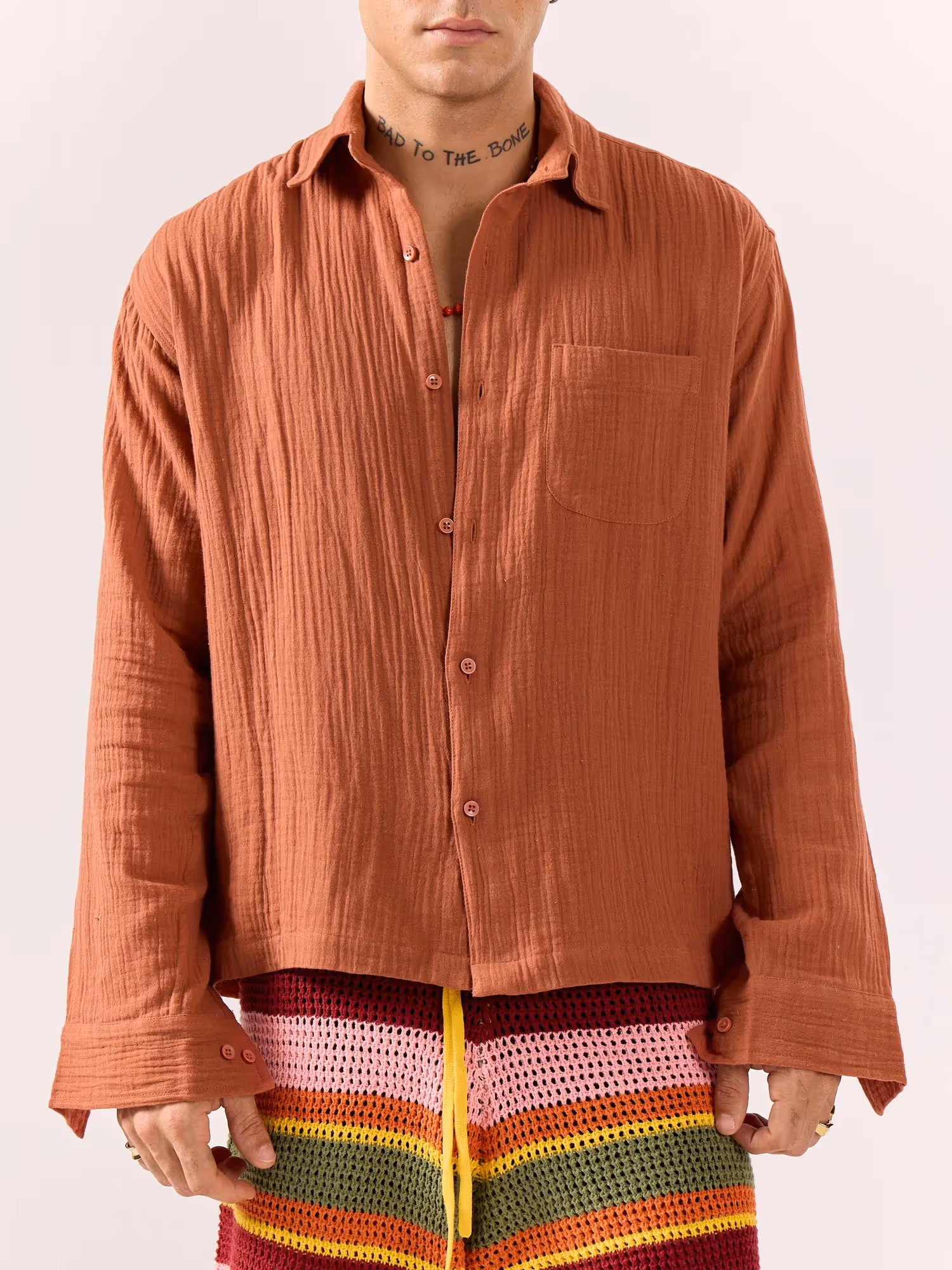 Rust Gauze Holiday Shirt  image 3