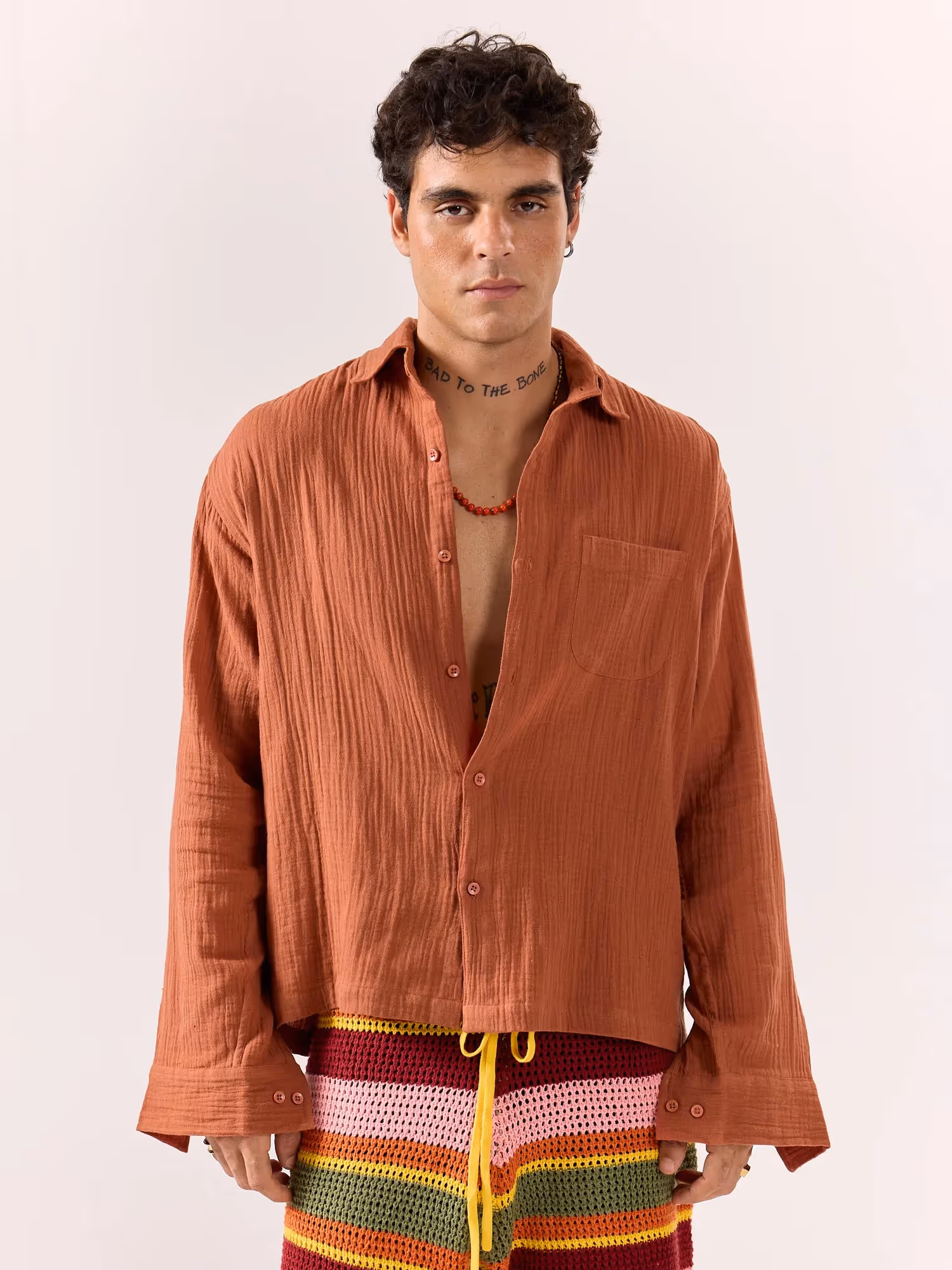 Rust Gauze Holiday Shirt  image 5