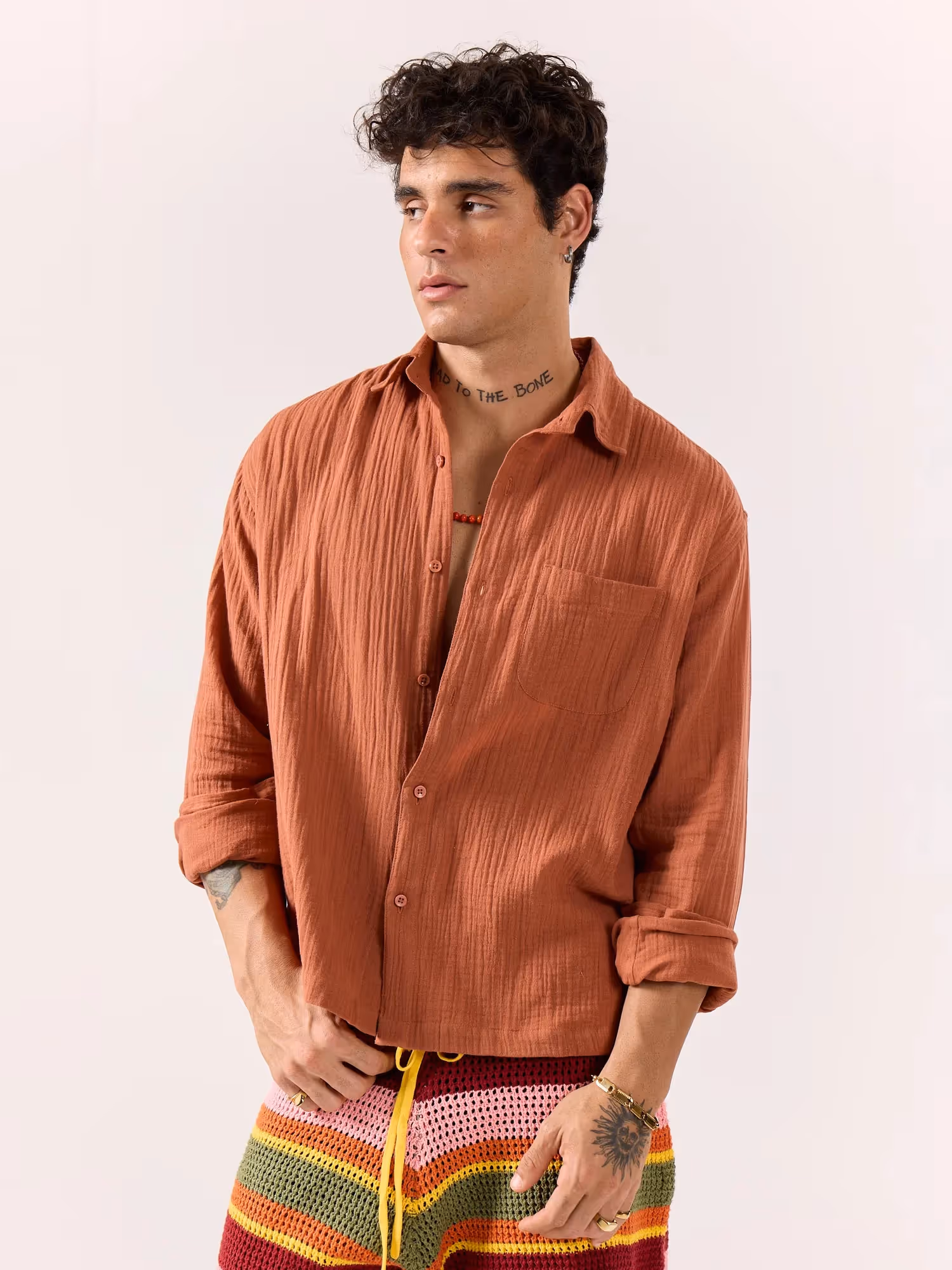 Rust Gauze Holiday Shirt  image 6