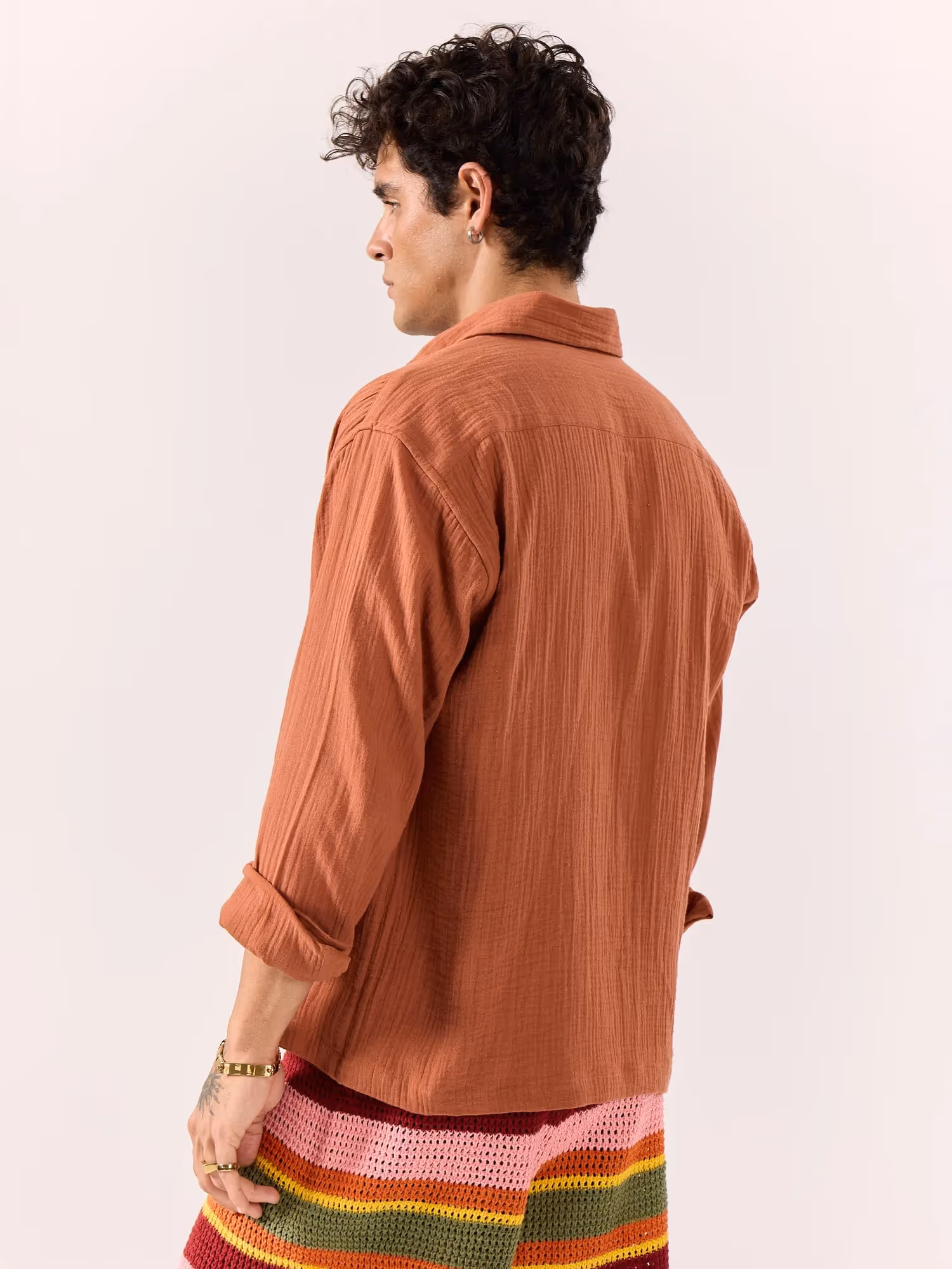 Rust Gauze Holiday Shirt  image 7