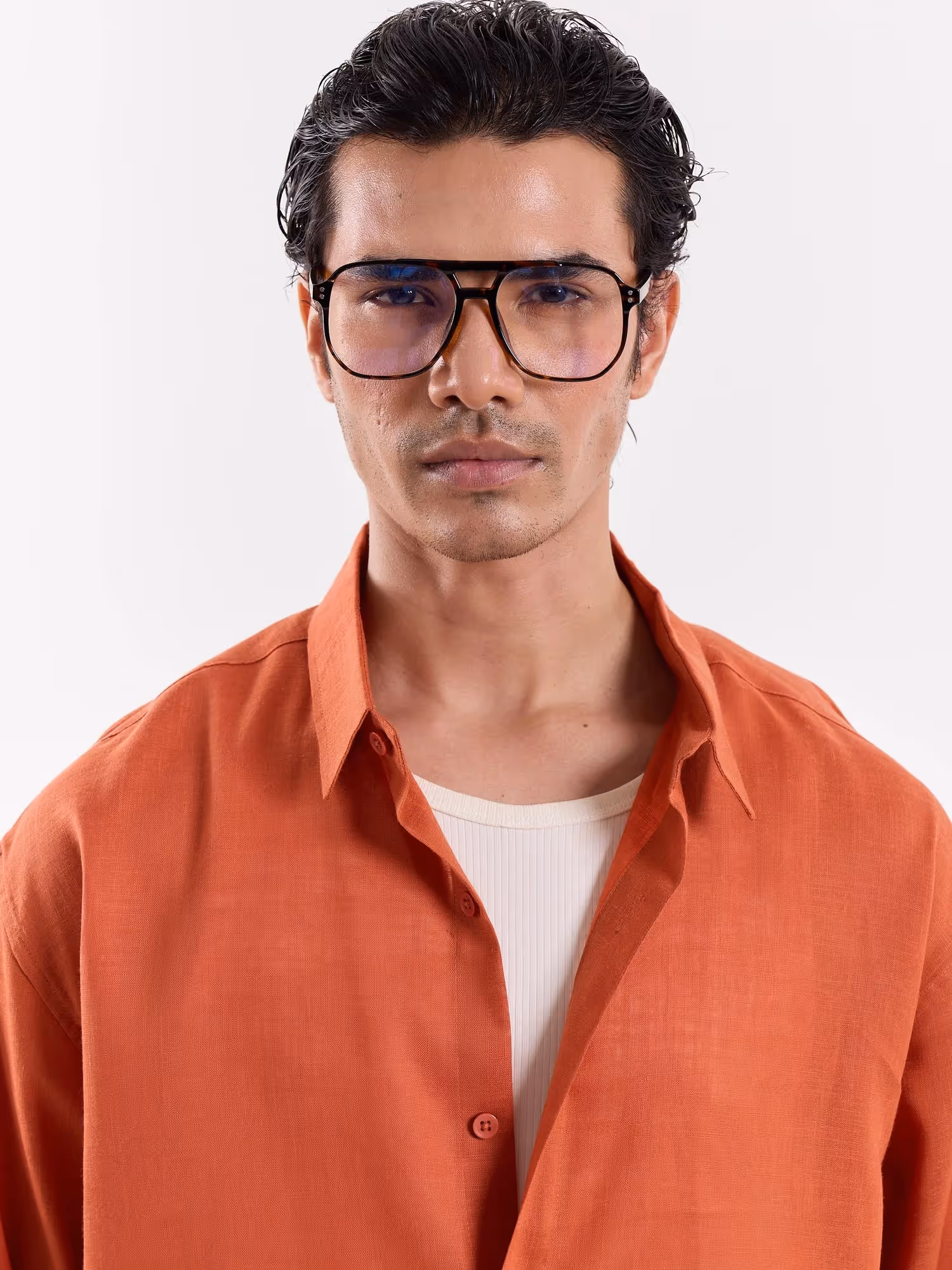Rust Orange Linen Cropped Shirt image 4