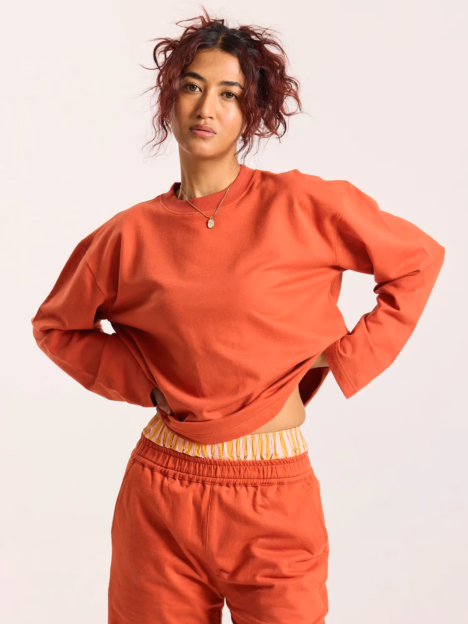 Rust Orange Loose Fit Cropped T-Shirt image 4