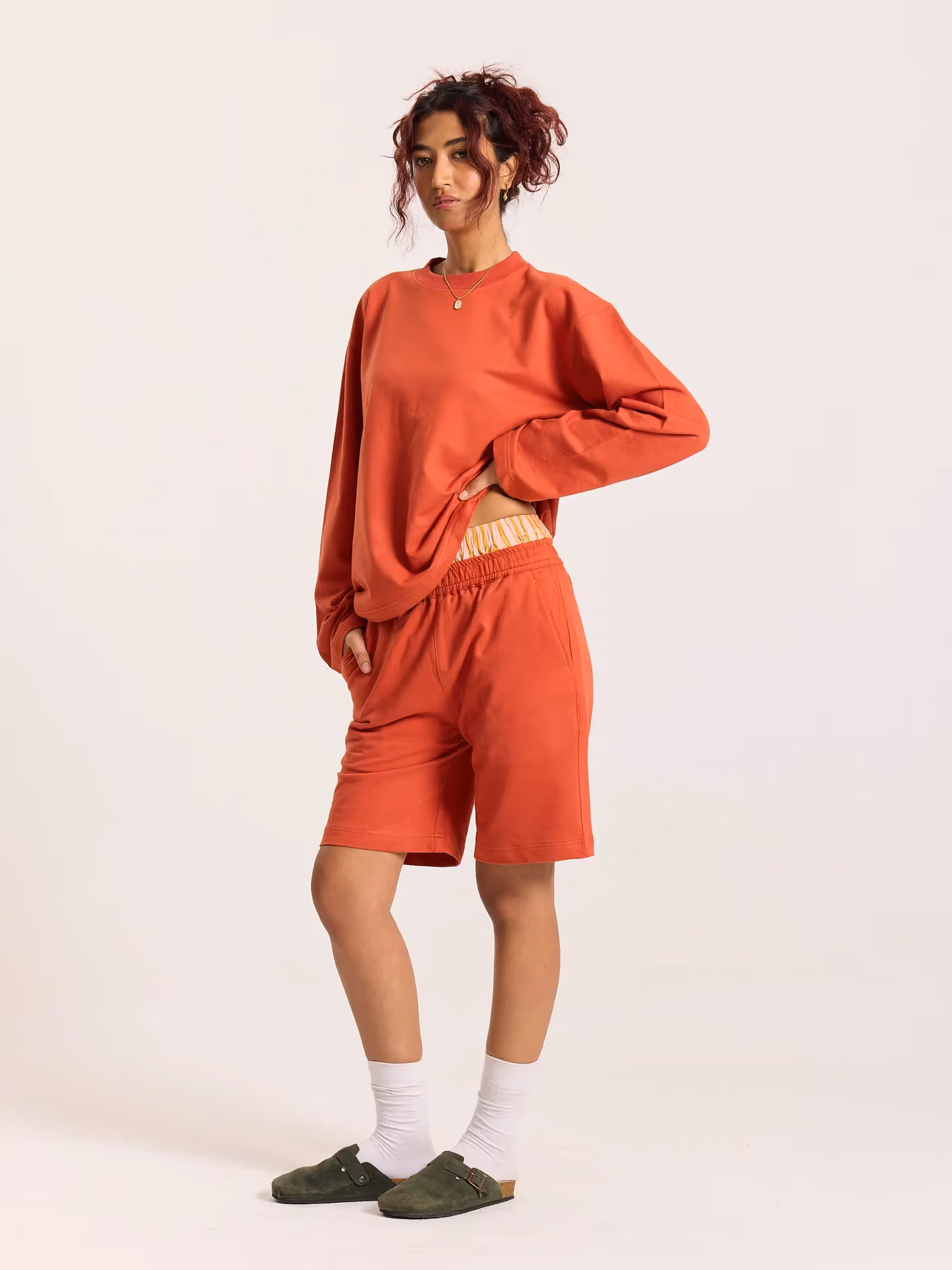 Rust Orange Loose Fit Cropped T-Shirt image 7