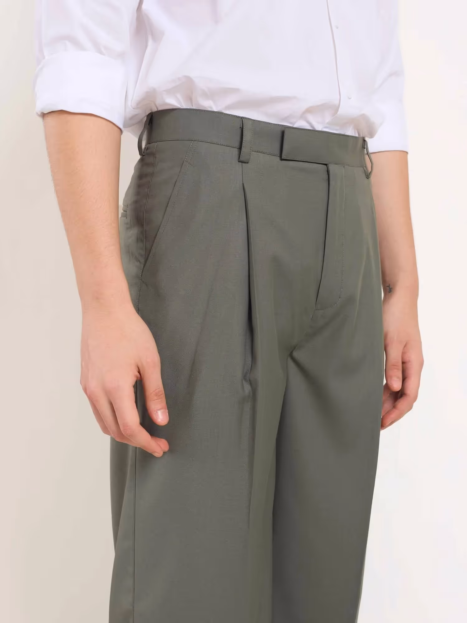 Sage Green Baggy Fit Trousers image 3