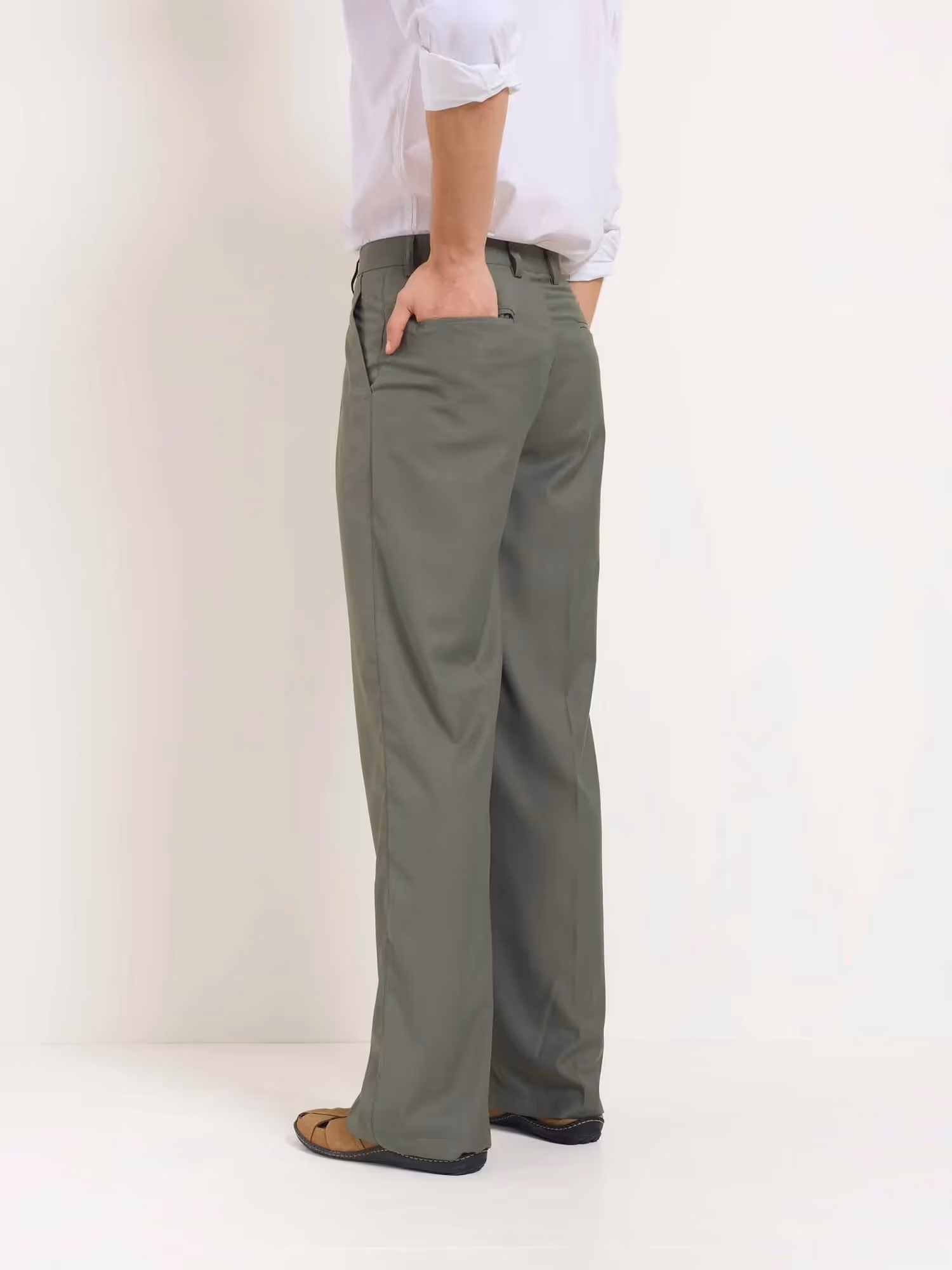 Sage Green Baggy Fit Trousers image 6