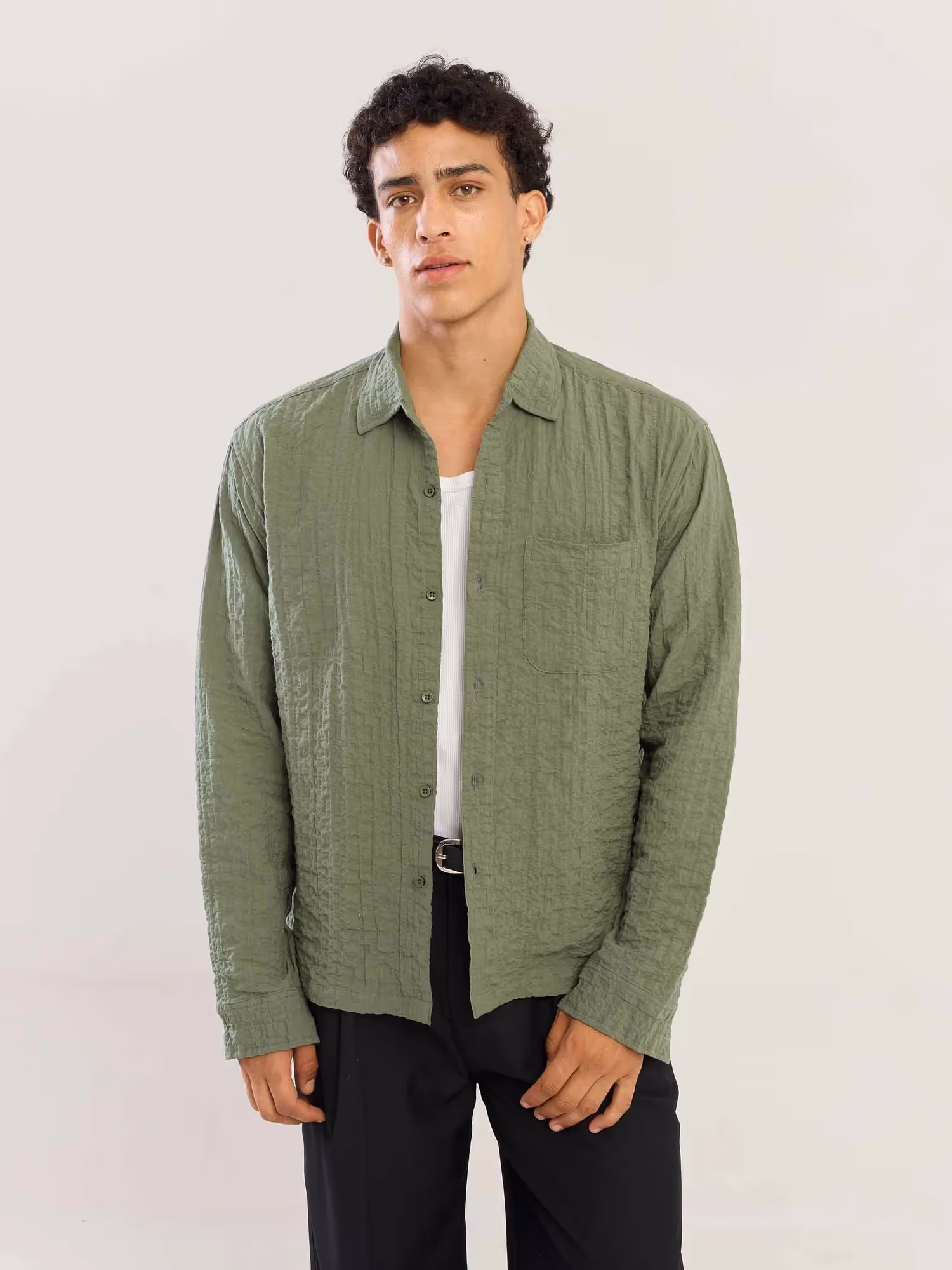 Sage Green Flowing Shirt image 1