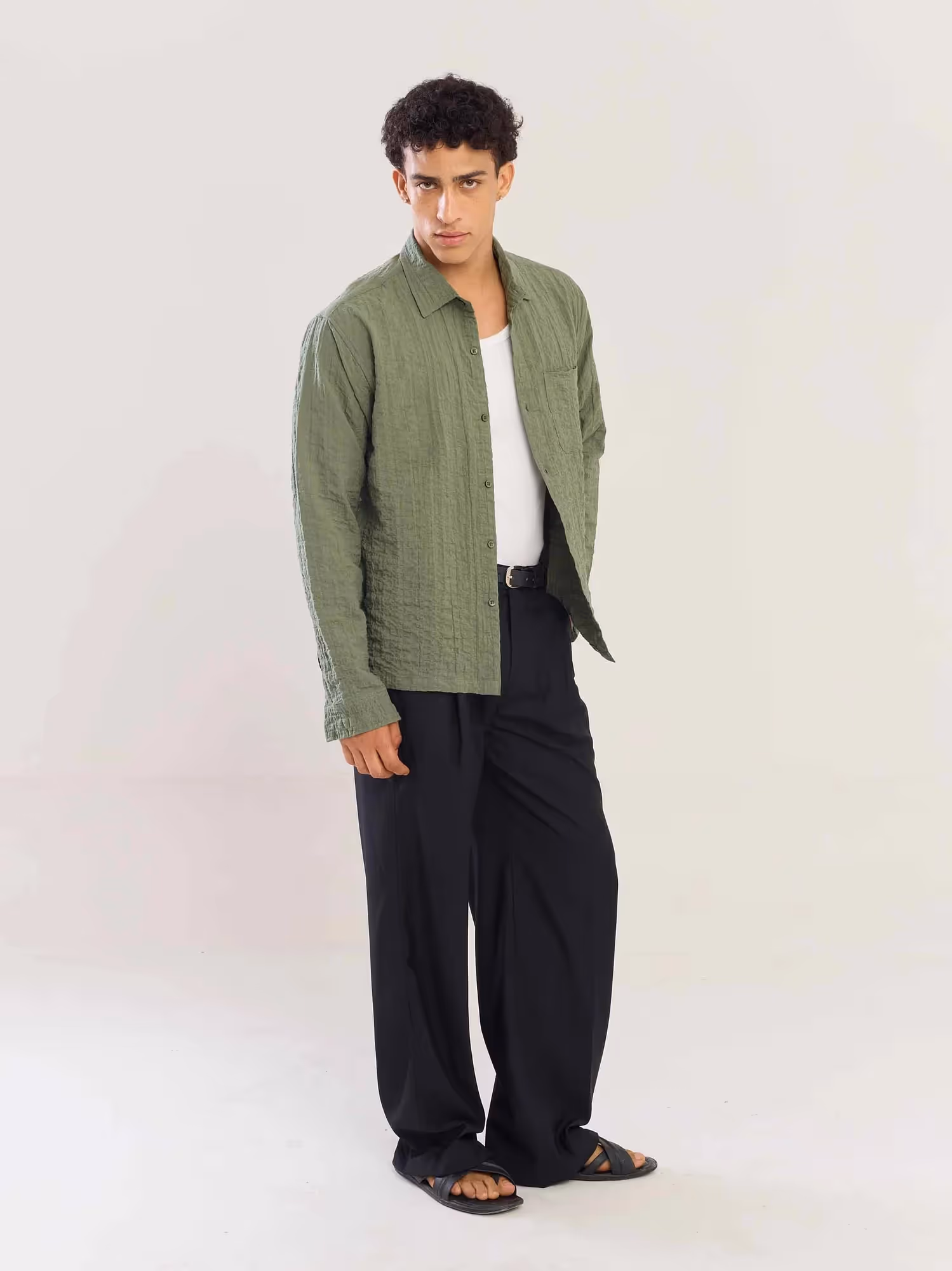 Sage Green Flowing Shirt image 2