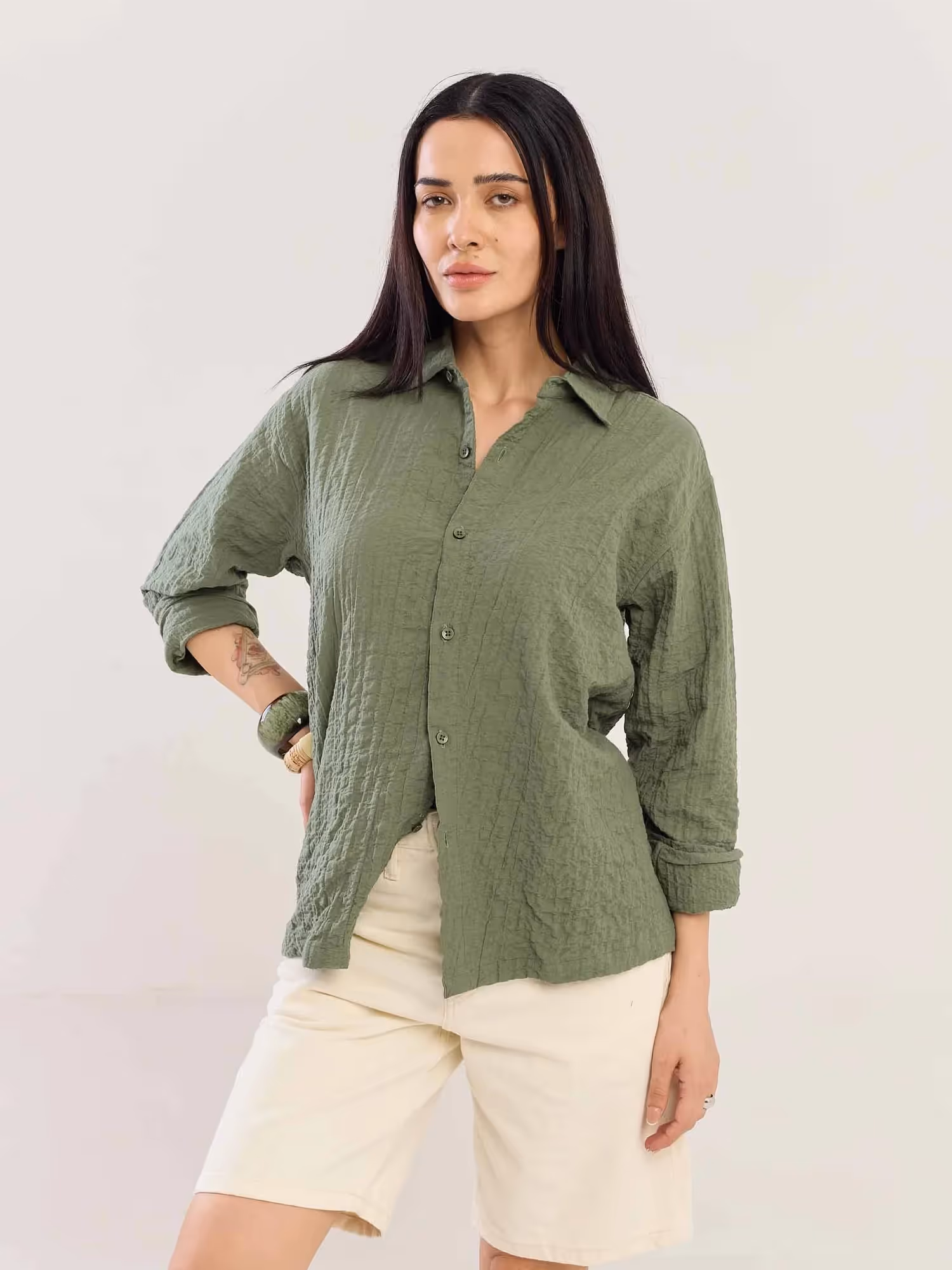 Sage Green Flowing Shirt image 3