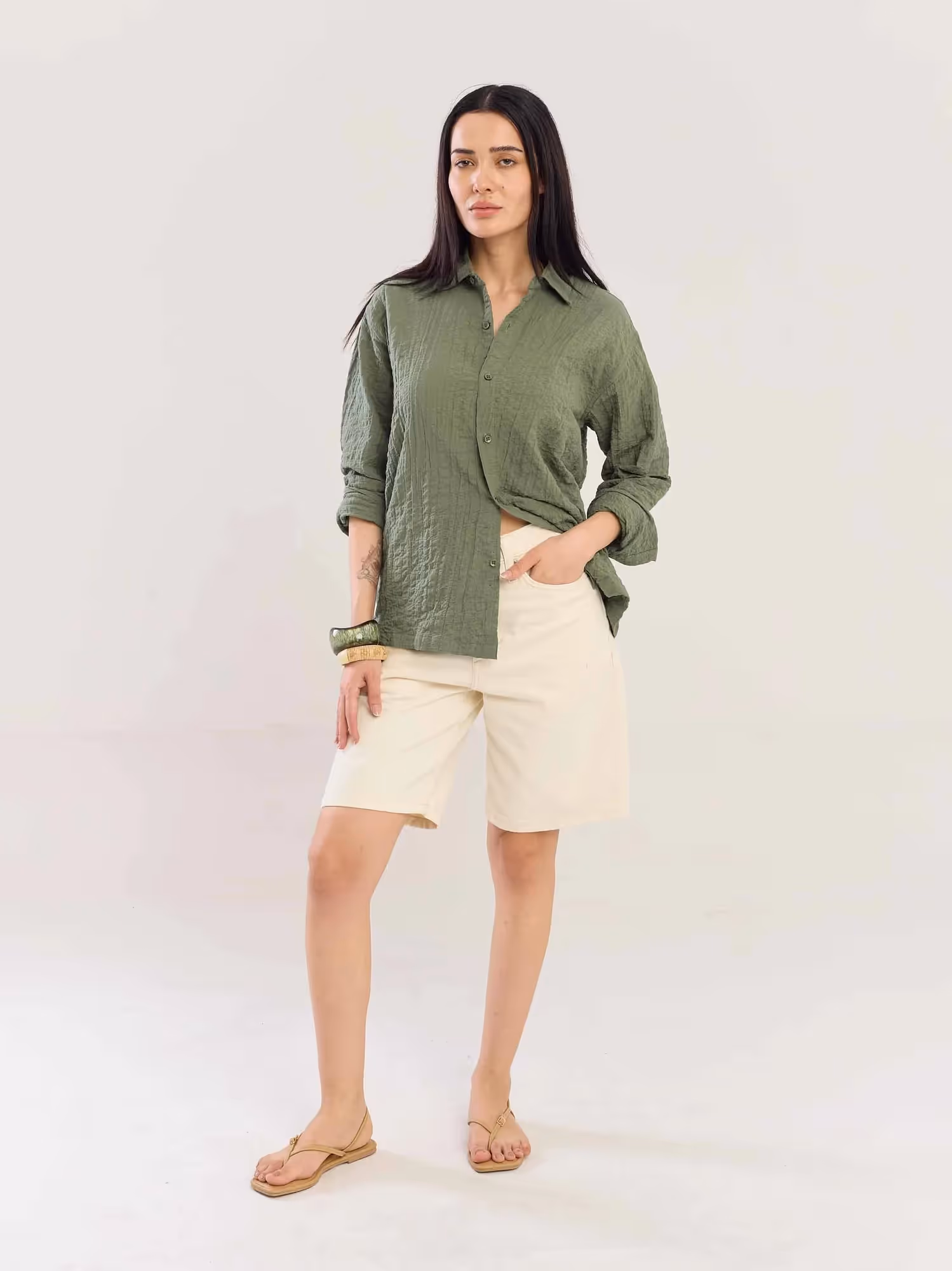 Sage Green Flowing Shirt image 4