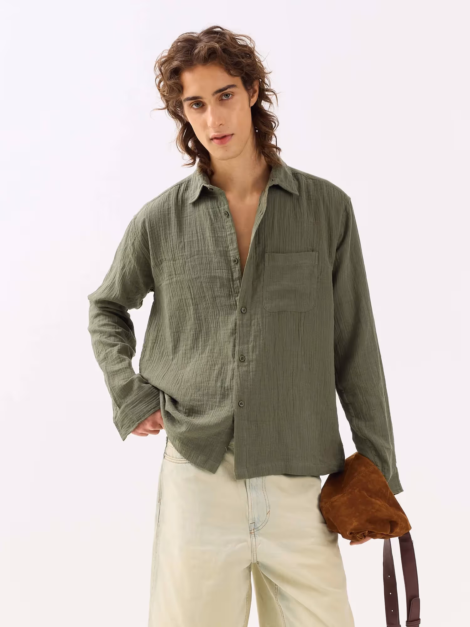 Sage Green Gauze Holiday Shirt image 2