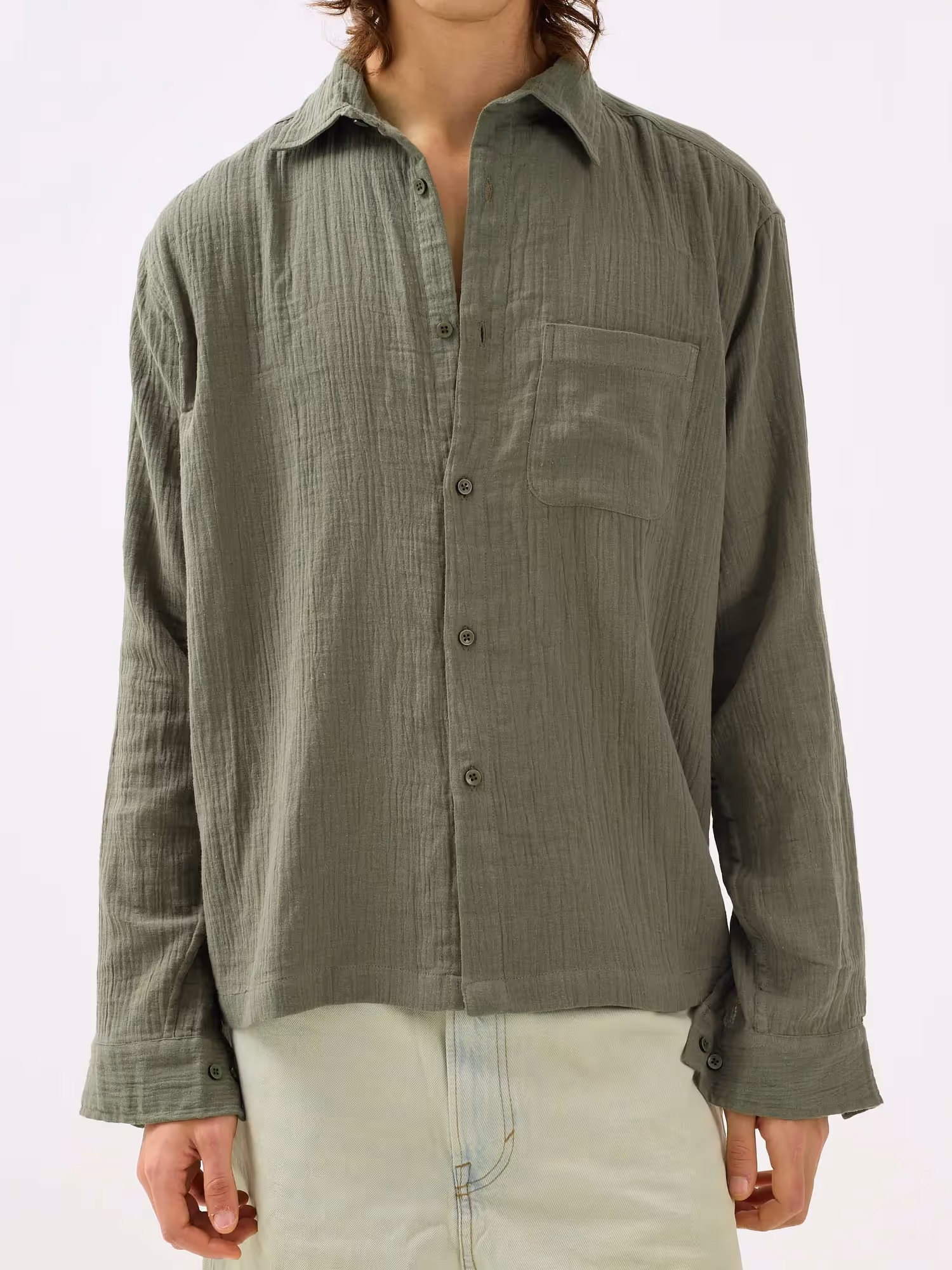 Sage Green Gauze Holiday Shirt image 3