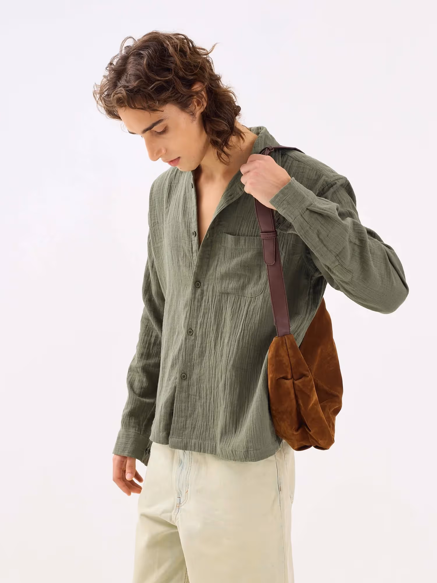 Sage Green Gauze Holiday Shirt image 5