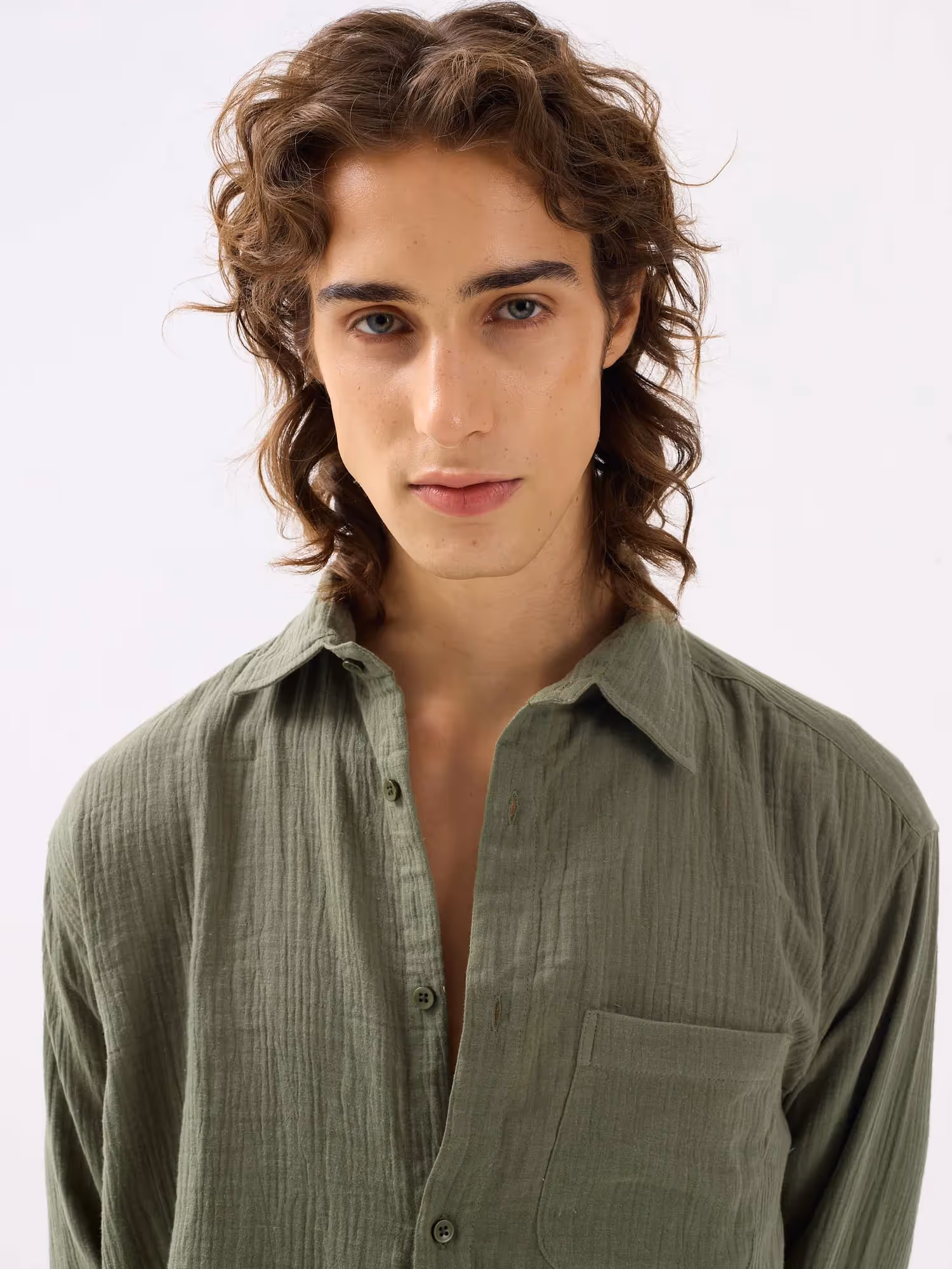 Sage Green Gauze Holiday Shirt image 6