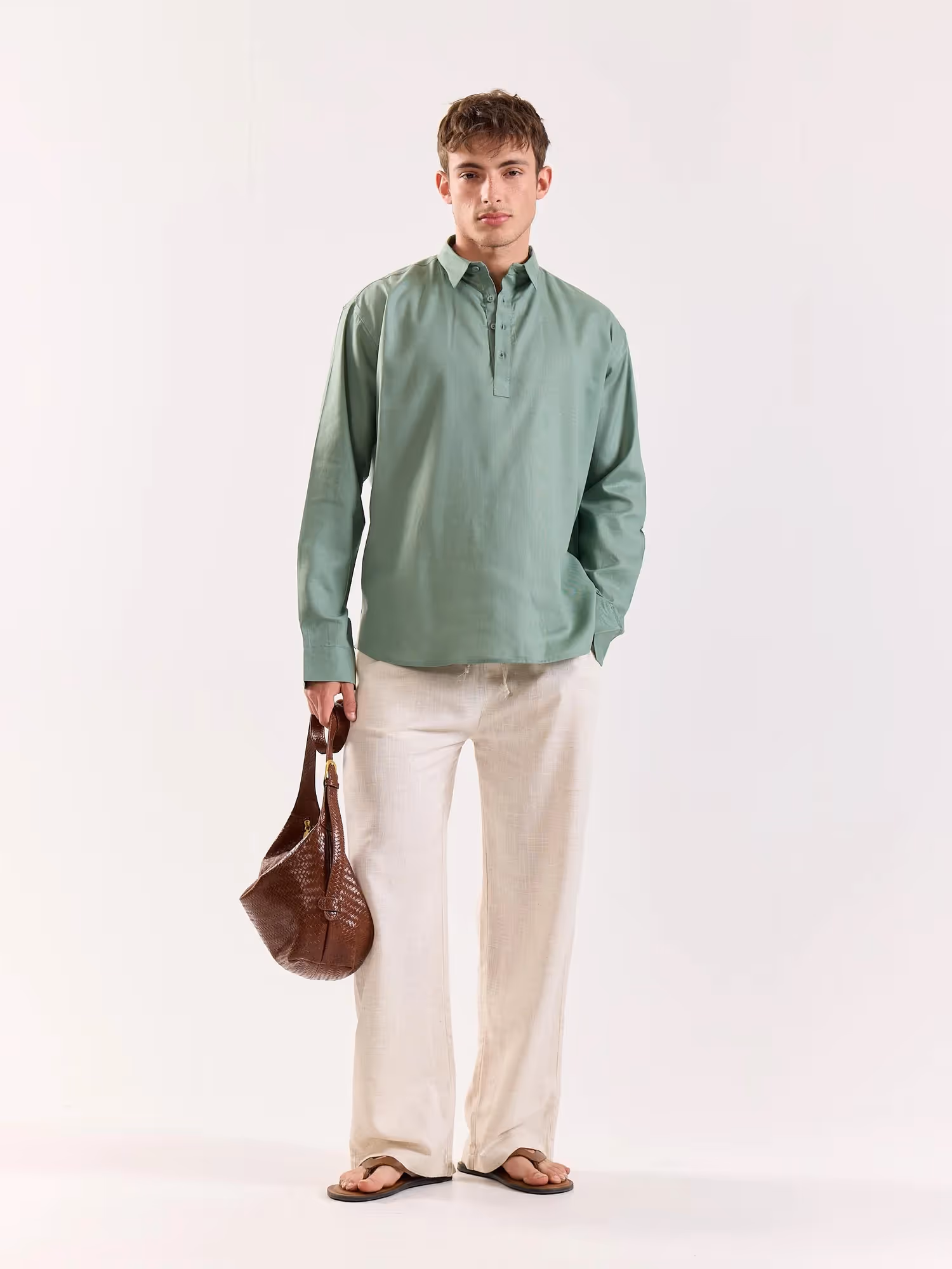 Sage Green Linen Blend Pullover image 1
