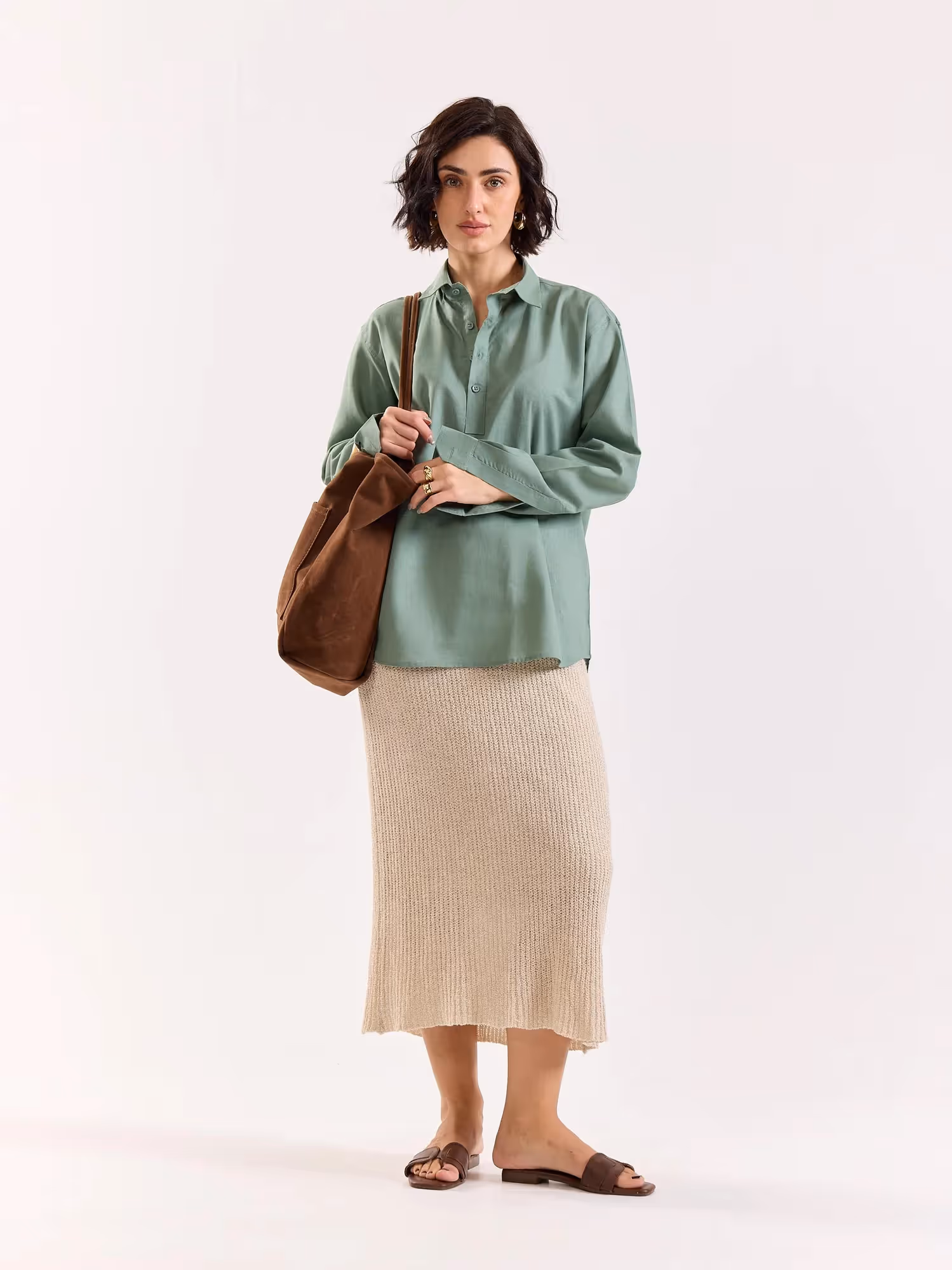 Sage Green Linen Blend Pullover  image 2