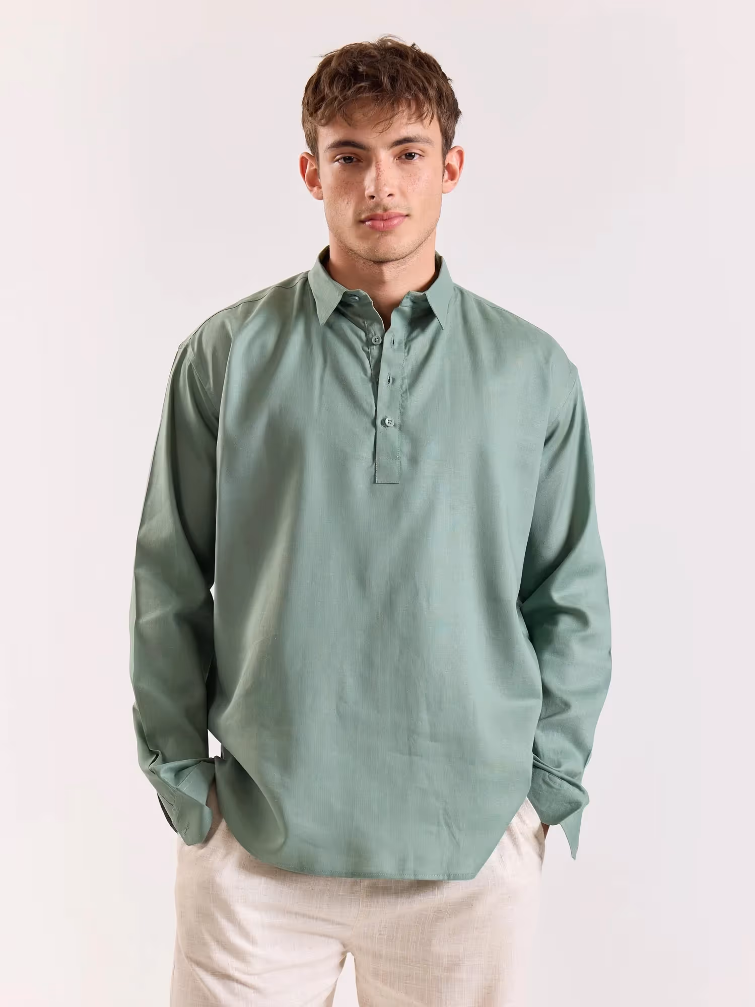 Sage Green Linen Blend Pullover  image 3