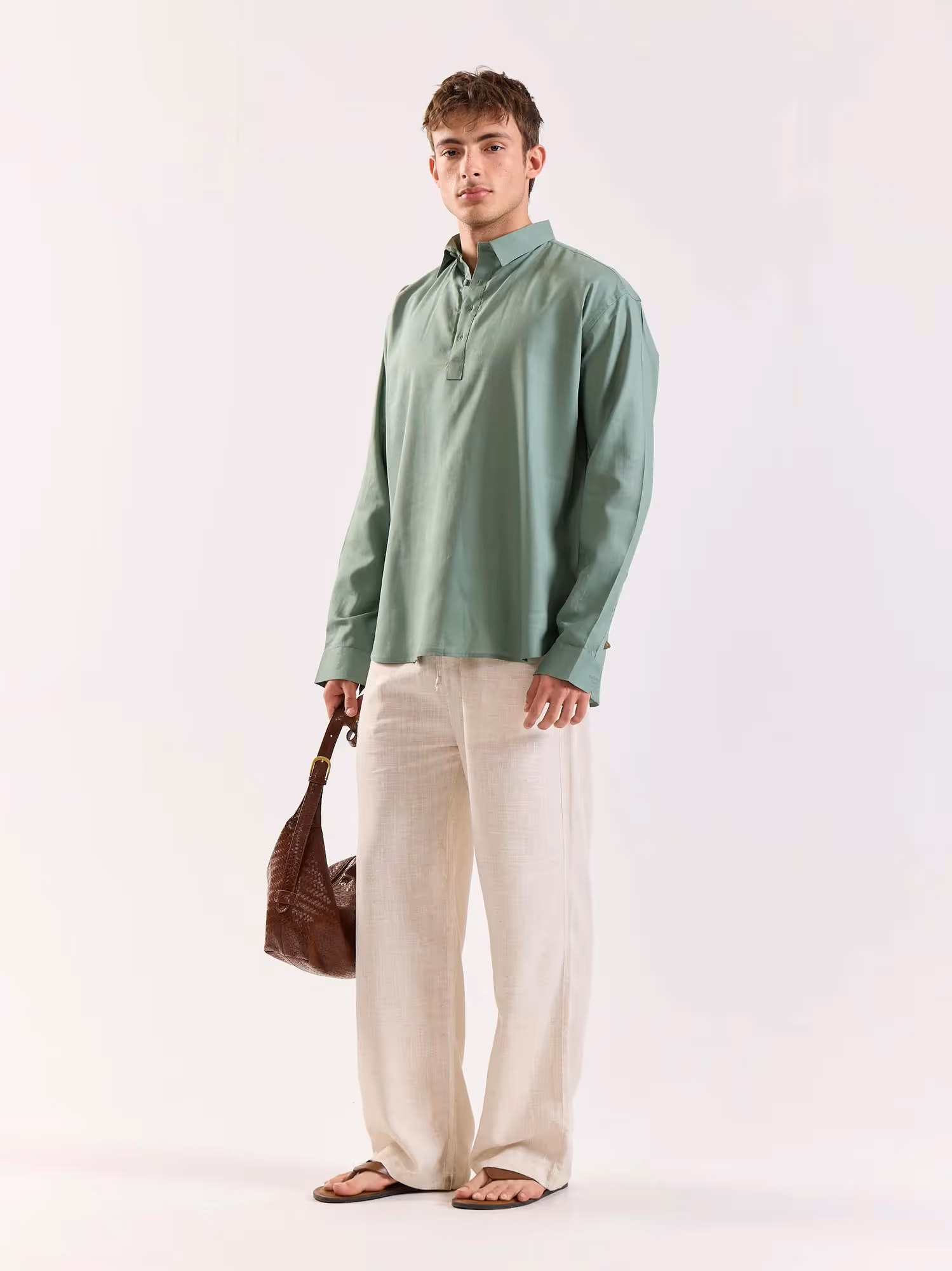 Sage Green Linen Blend Pullover  image 6